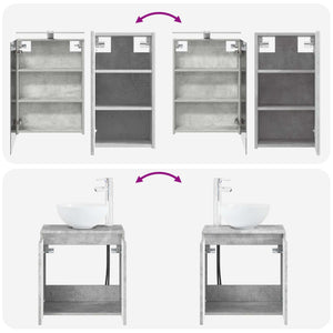 Σετ Ντουλαπιών Μπάνιου 5 pcs Γκρι Σκυροδέματος - Pakobazaar