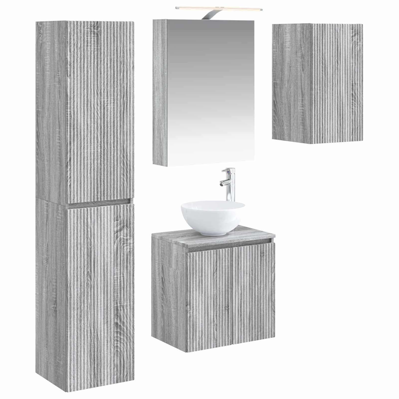 Σετ Ντουλαπιών Μπάνιου 5 pcs Γκρι Sonoma 50 x 14,5 x 70 εκ
