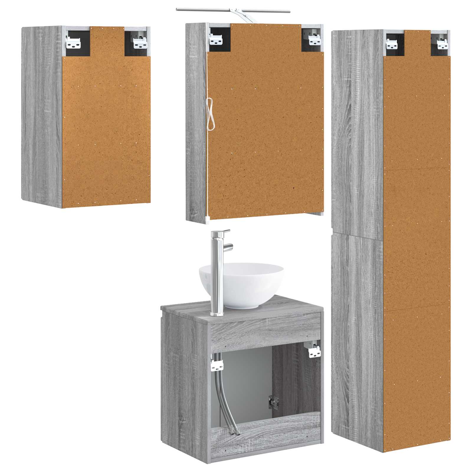 Σετ Ντουλαπιών Μπάνιου 5 pcs Γκρι Sonoma 50 x 14,5 x 70 εκ