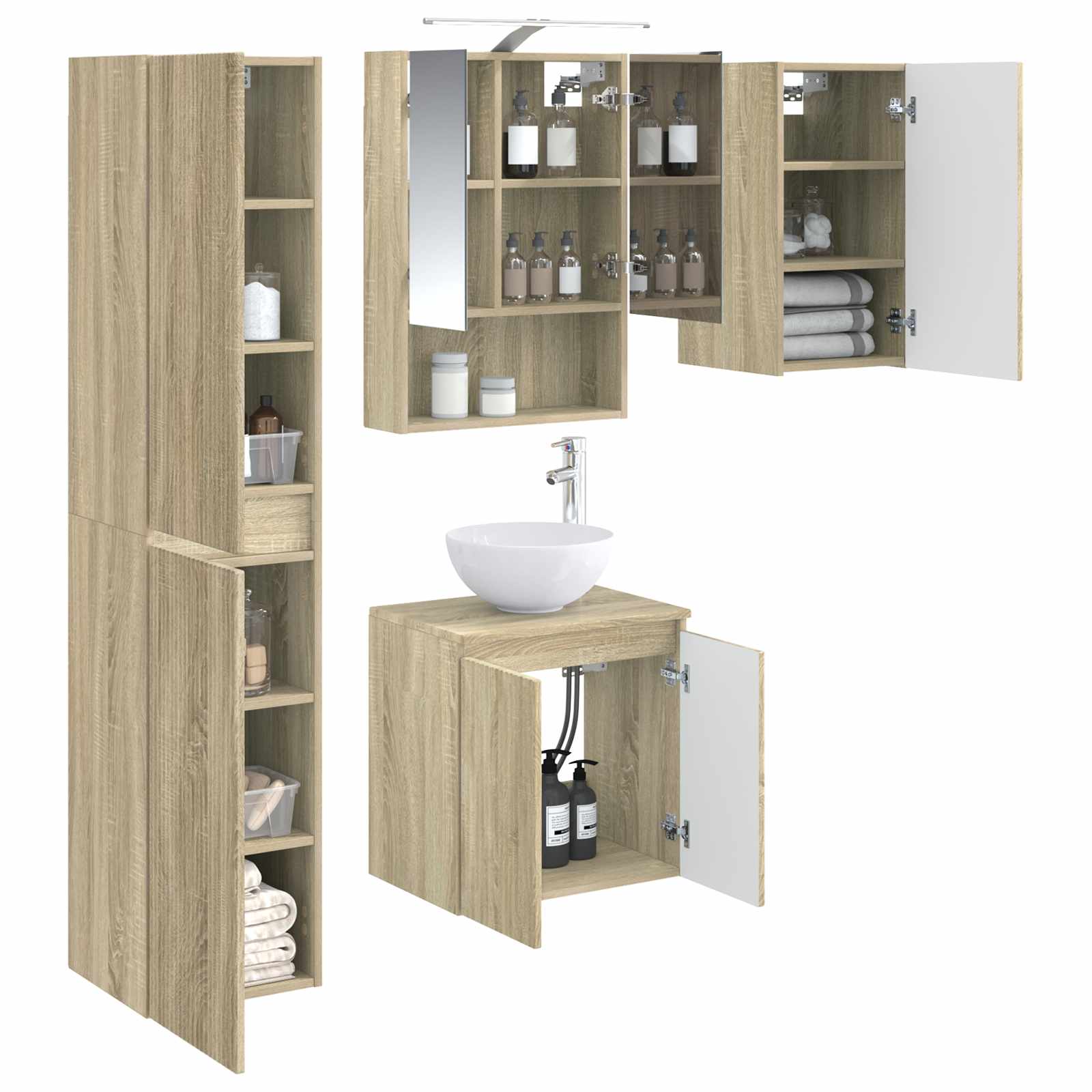 Σετ Ντουλαπιών Μπάνιου 5 pcs Sonoma Δρυς 50 x 14,5 x 70 εκ