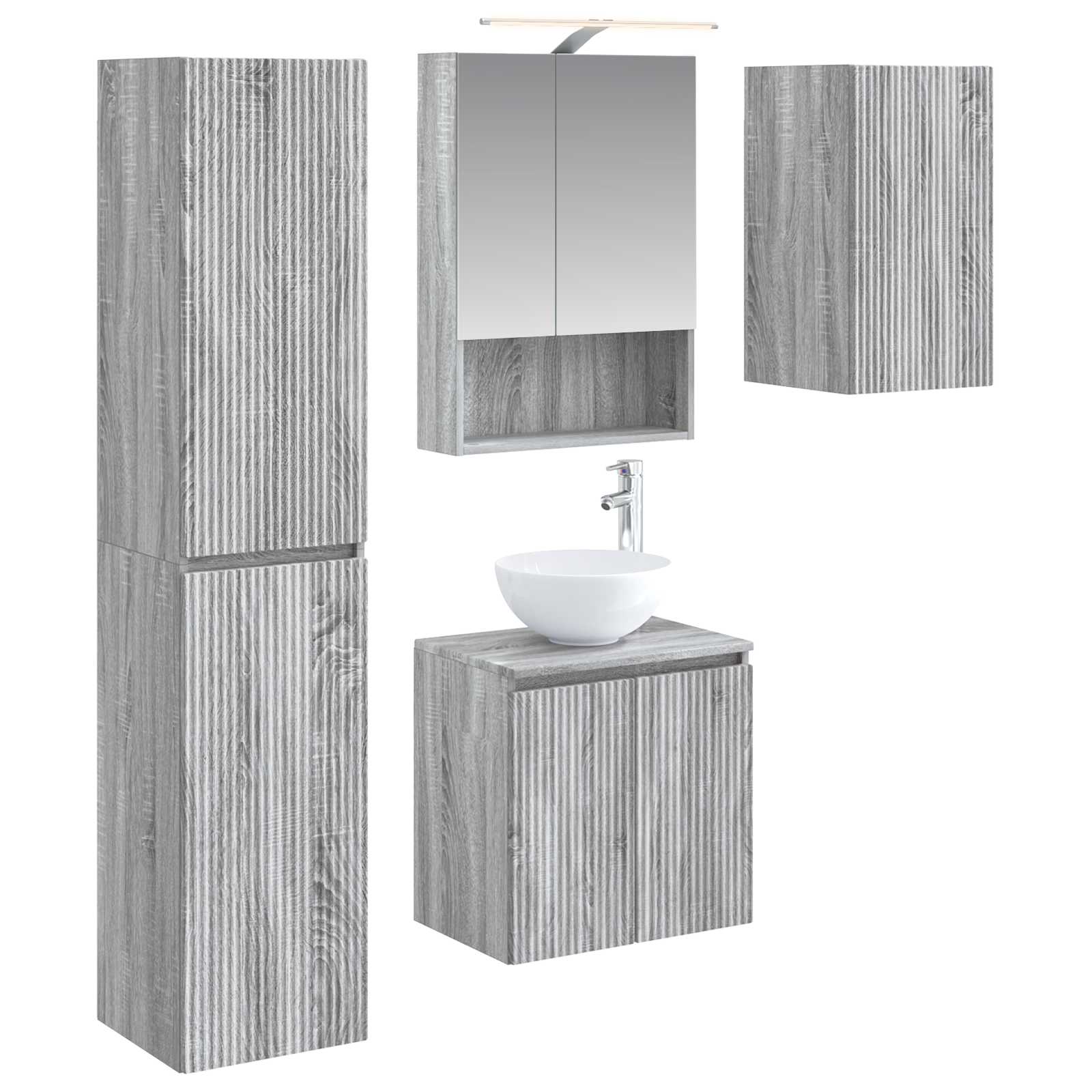 Σετ Ντουλαπιών Μπάνιου 5 pcs Γκρι Sonoma 50 x 14,5 x 70 εκ