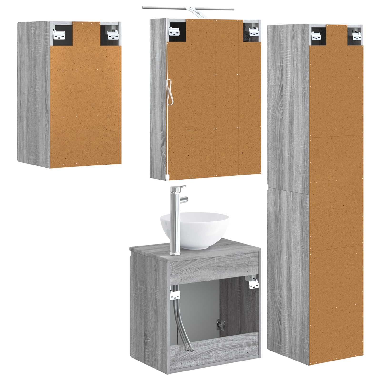 Σετ Ντουλαπιών Μπάνιου 5 pcs Γκρι Sonoma 50 x 14,5 x 70 εκ