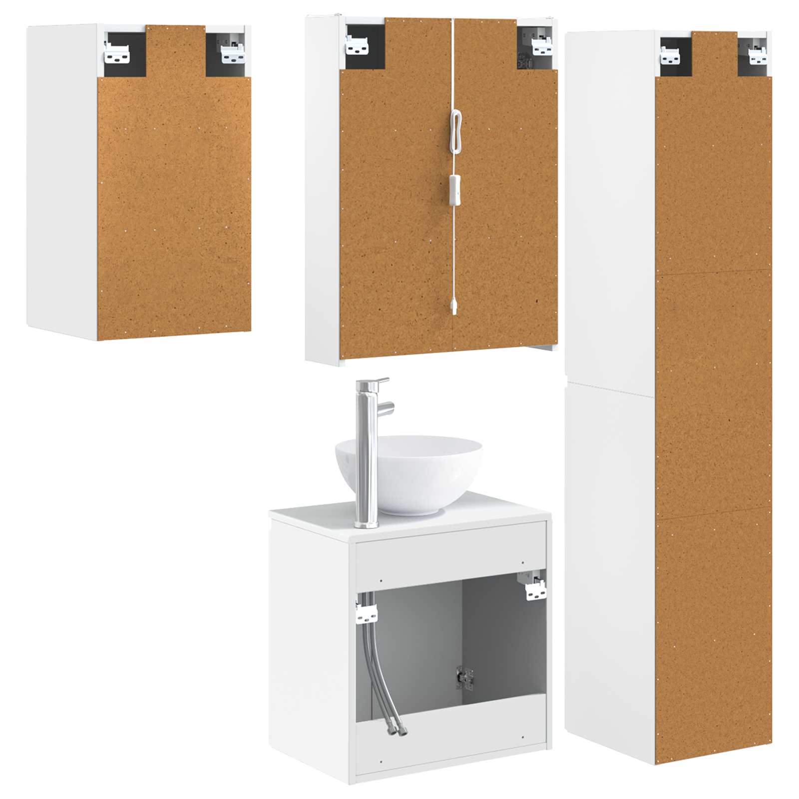 Σετ Ντουλαπιών Μπάνιου 5 pcs Λευκό 53 x 15,5 x 70 εκ.
