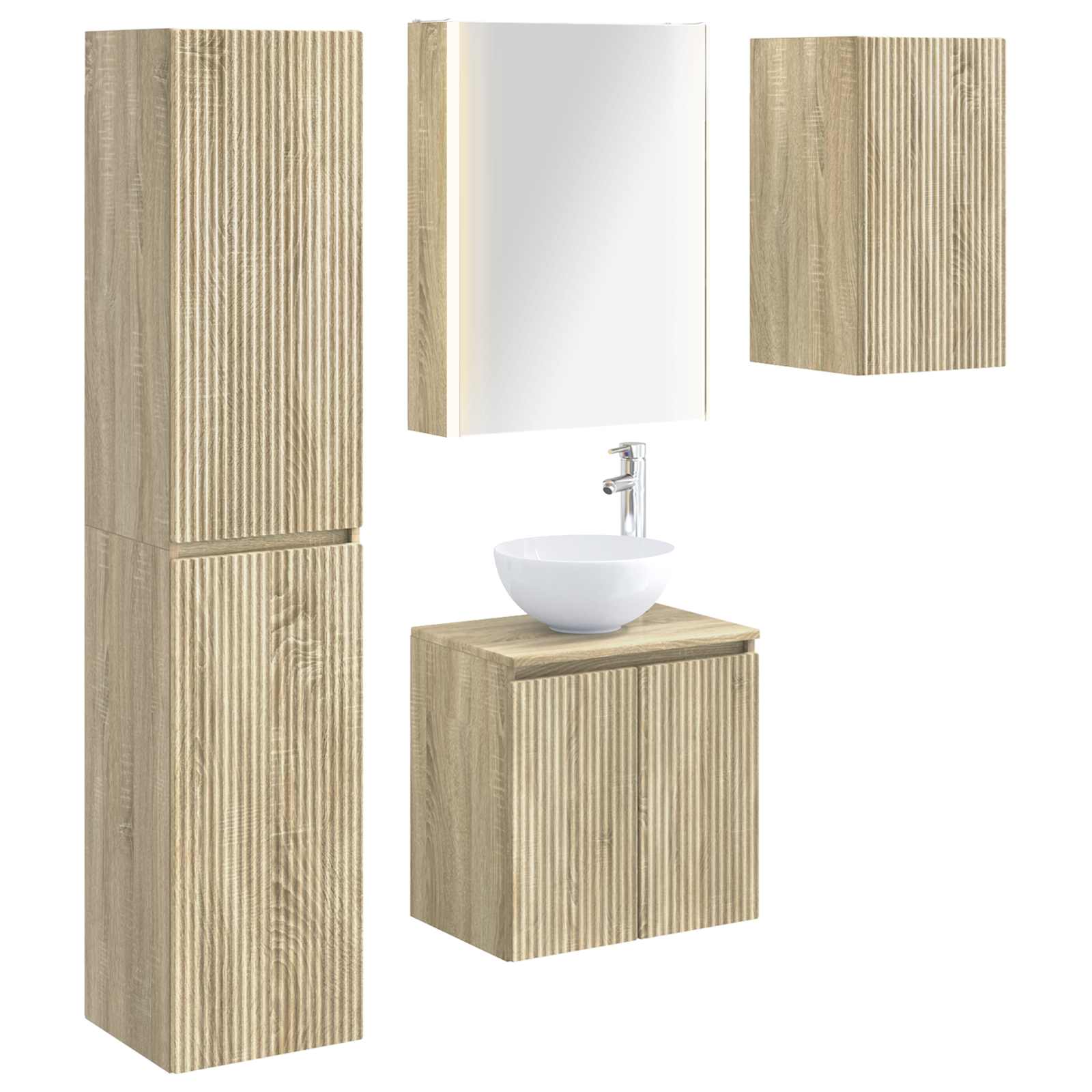 Σετ Ντουλαπιών Μπάνιου 5 pcs Sonoma Δρυς 53 x 15,5 x 70 εκ.