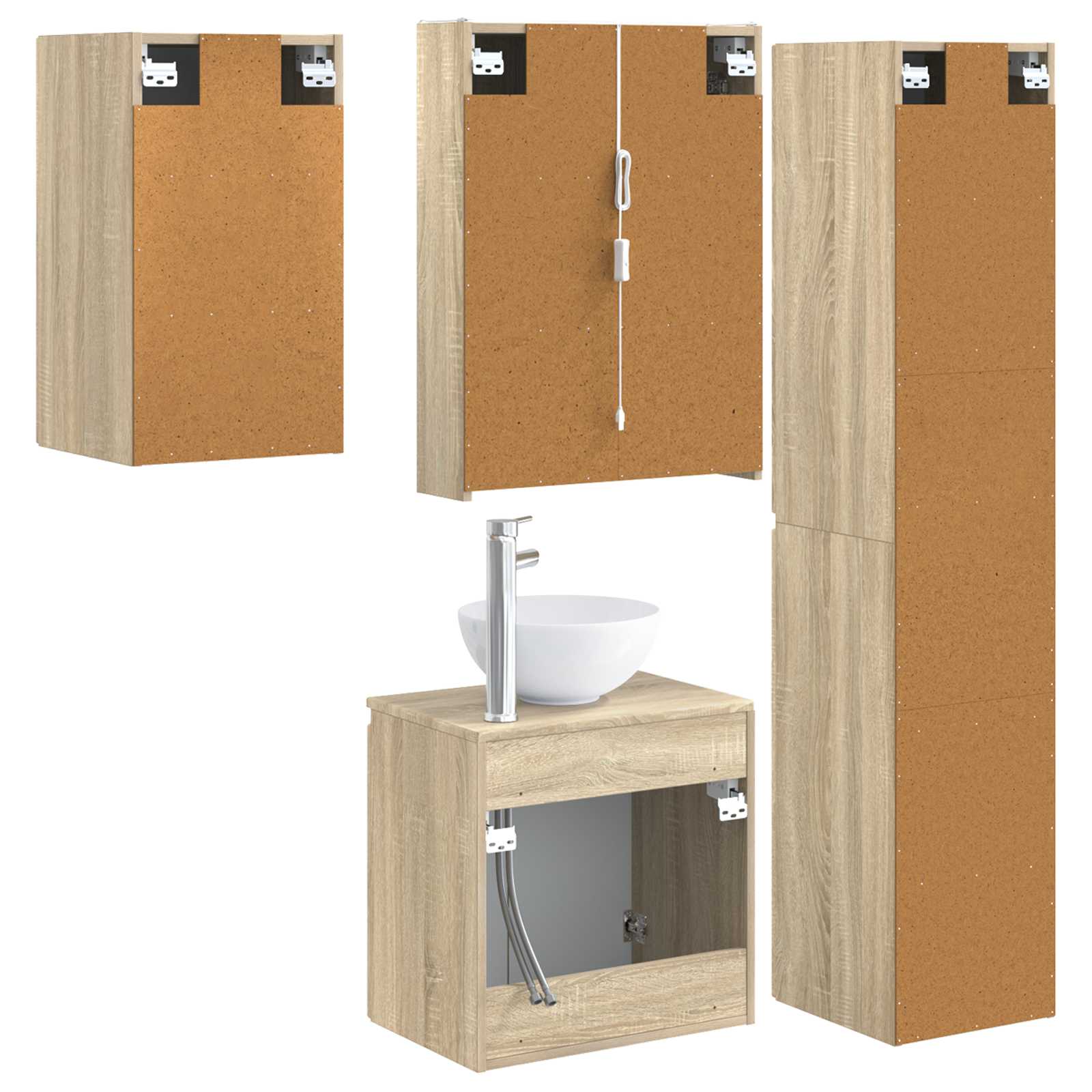 Σετ Ντουλαπιών Μπάνιου 5 pcs Sonoma Δρυς 53 x 15,5 x 70 εκ.