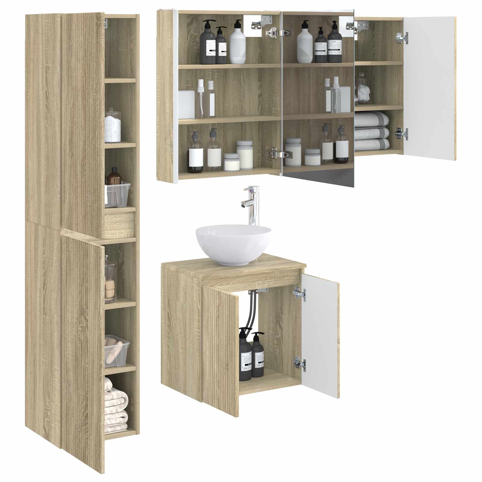Σετ Ντουλαπιών Μπάνιου 5 pcs Sonoma Δρυς 53 x 15,5 x 70 εκ.