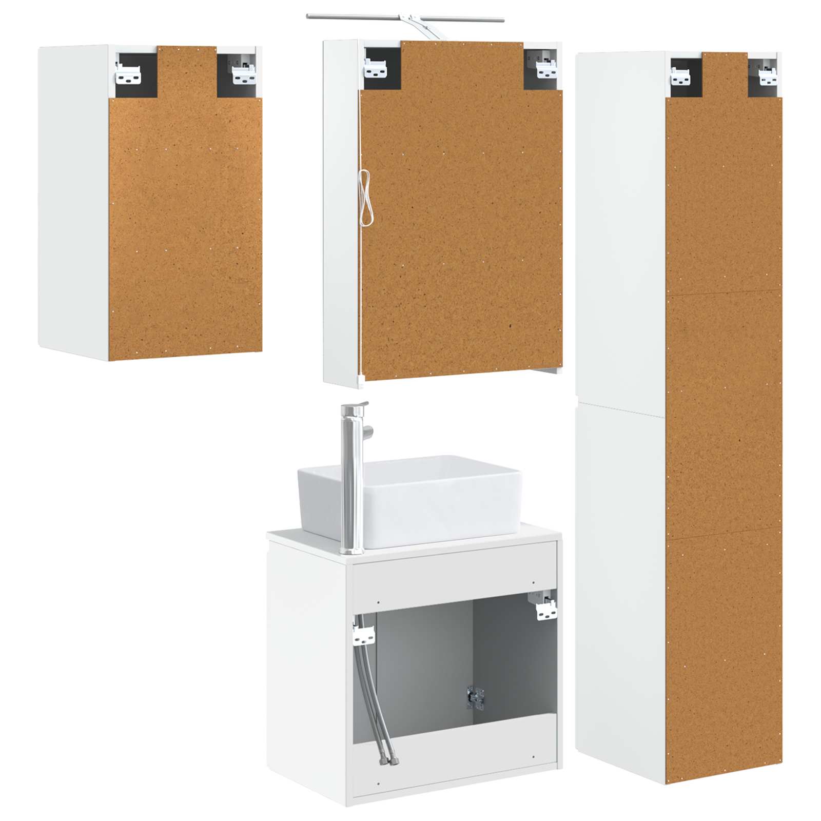 Σετ Ντουλαπιών Μπάνιου 5 pcs Λευκό 50 x 14,5 x 70 εκ