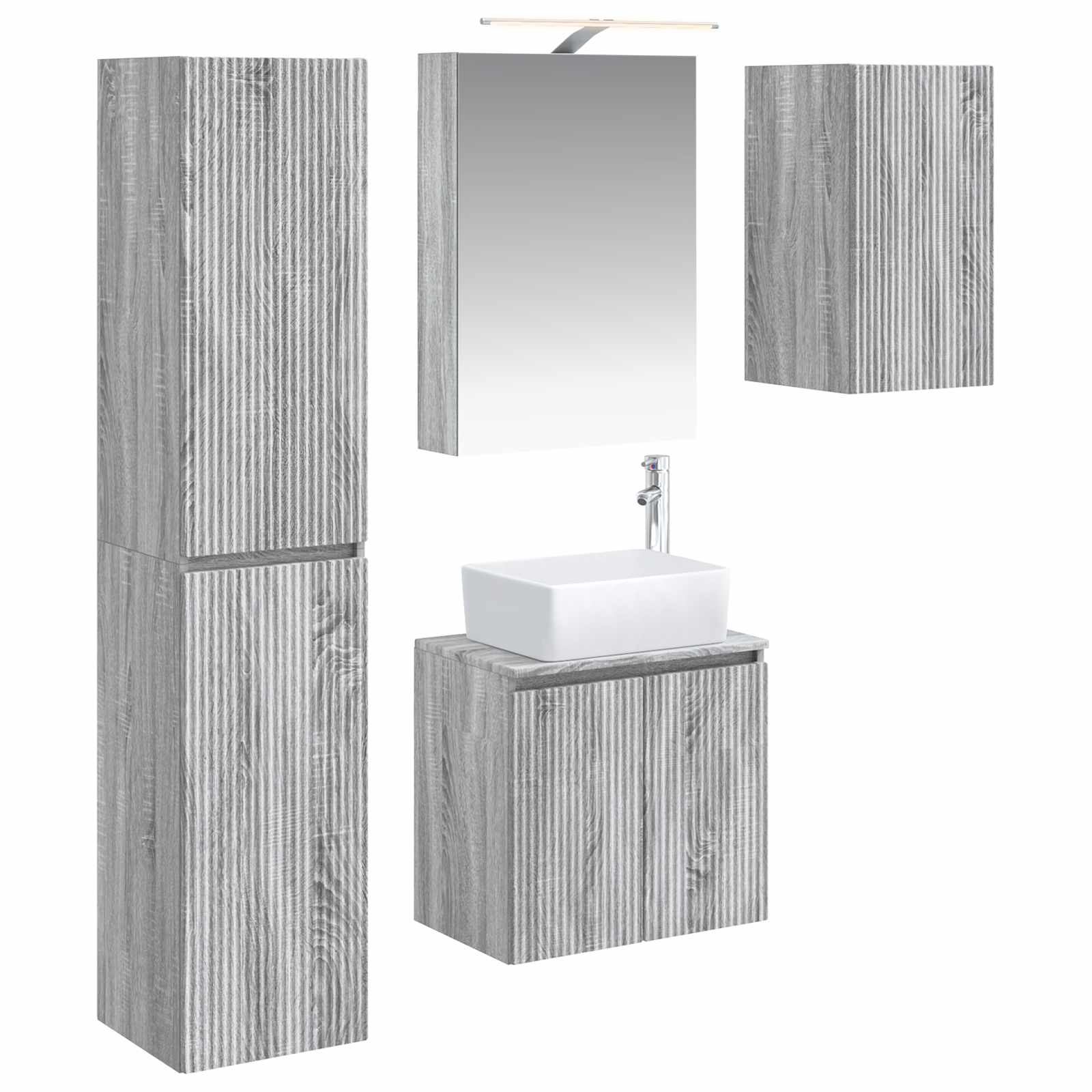 Σετ Ντουλαπιών Μπάνιου 5 pcs Γκρι Sonoma 50 x 14,5 x 70 εκ