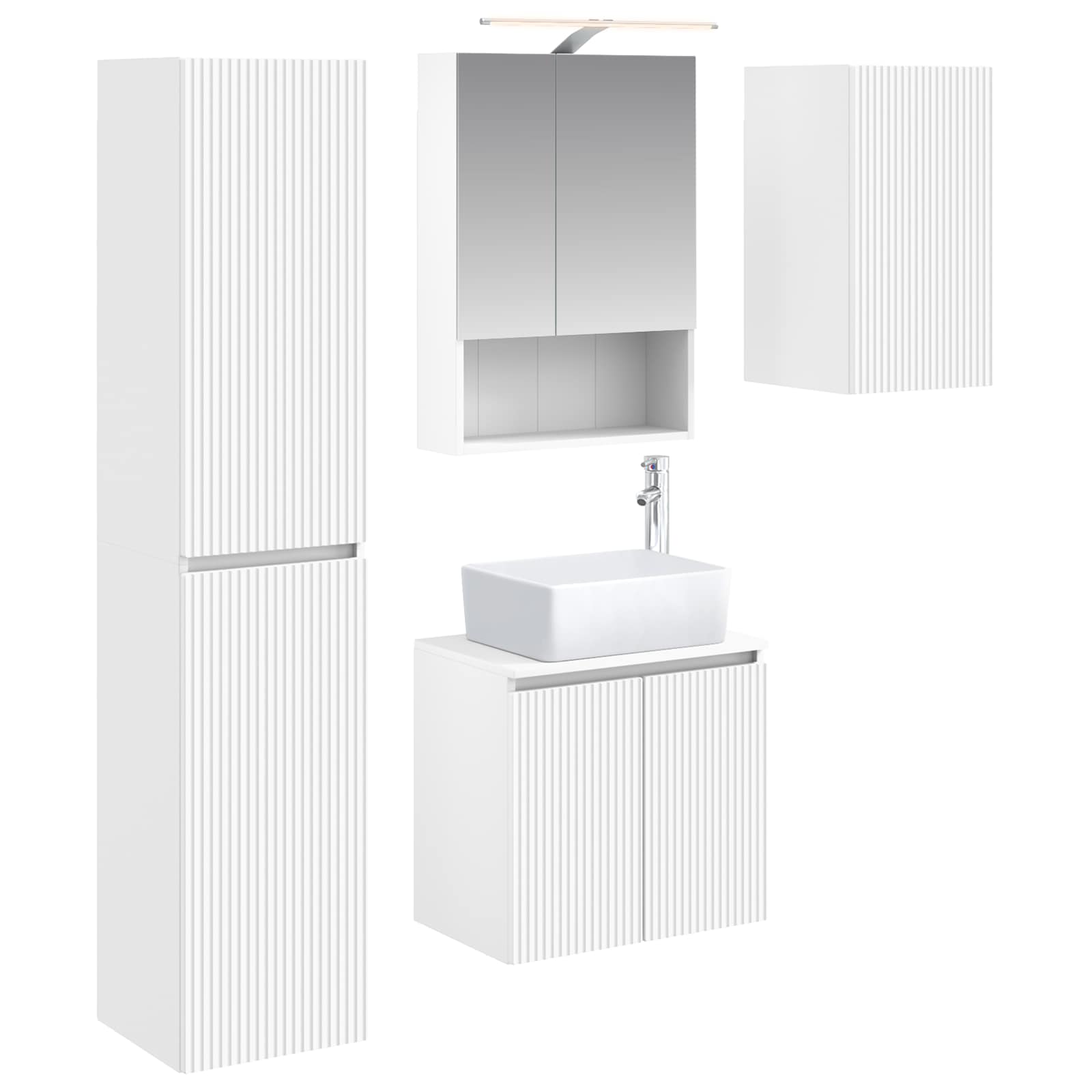 Σετ Ντουλαπιών Μπάνιου 5 pcs Λευκό 50 x 14,5 x 70 εκ - Pakobazaar