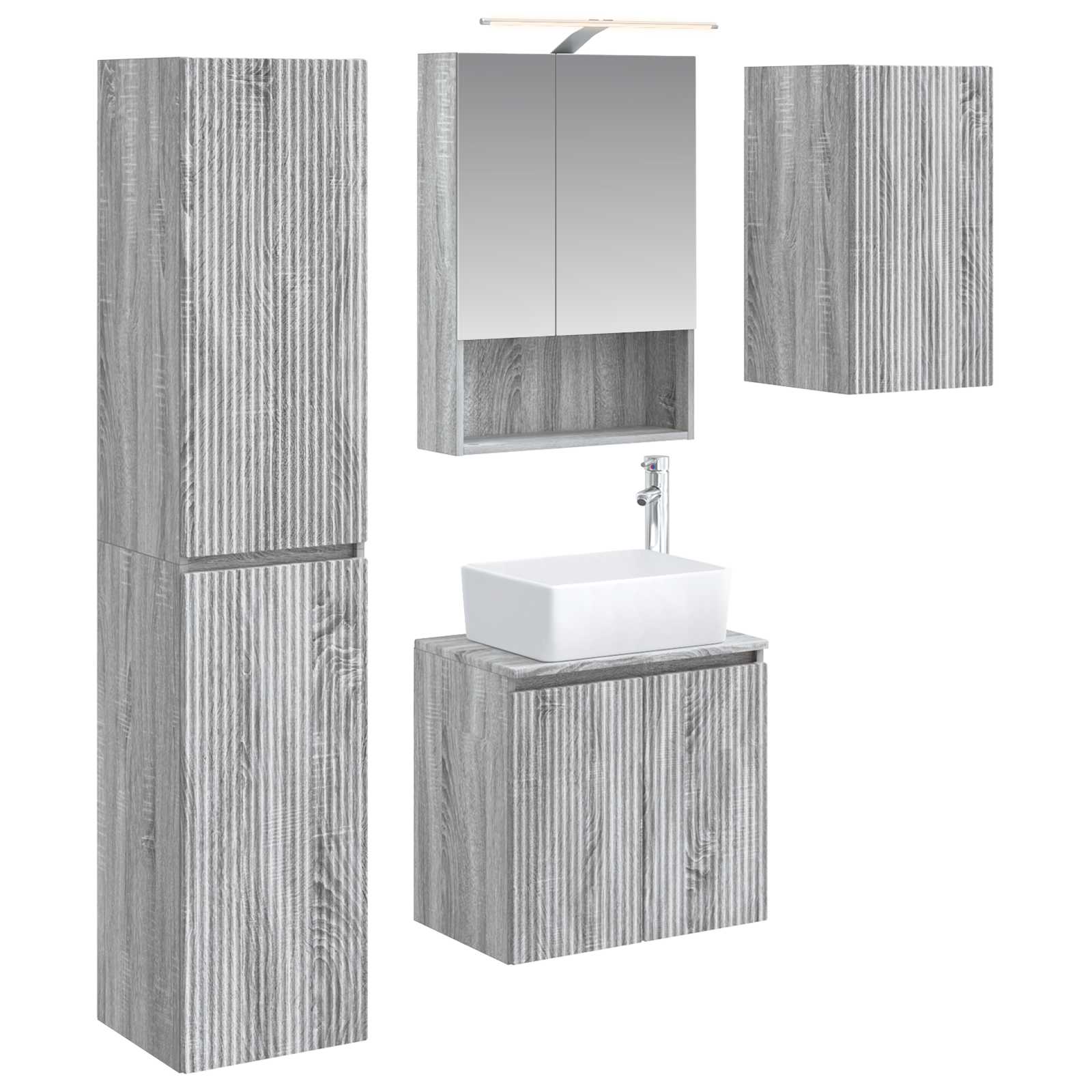 Σετ Ντουλαπιών Μπάνιου 5 pcs Γκρι Sonoma 50 x 14,5 x 70 εκ