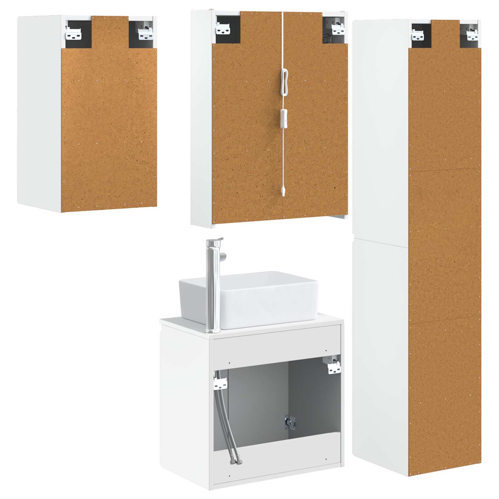 Σετ Ντουλαπιών Μπάνιου 5 pcs Λευκό 53 x 15,5 x 70 εκ.
