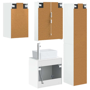 Σετ Ντουλαπιών Μπάνιου 5 pcs Λευκό 53 x 15,5 x 70 εκ. - Pakobazaar