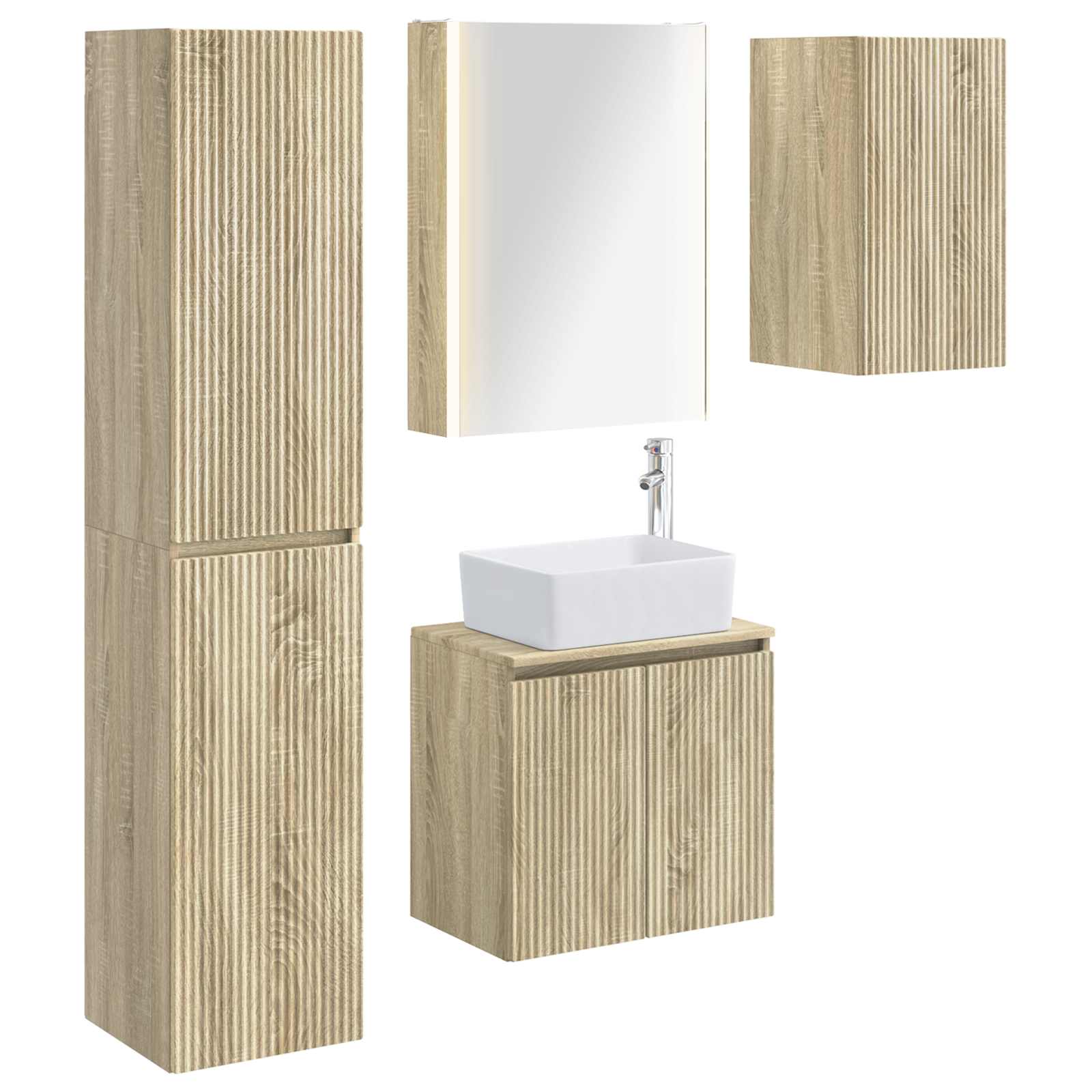 Σετ Ντουλαπιών Μπάνιου 5 pcs Sonoma Δρυς 53 x 15,5 x 70 εκ.