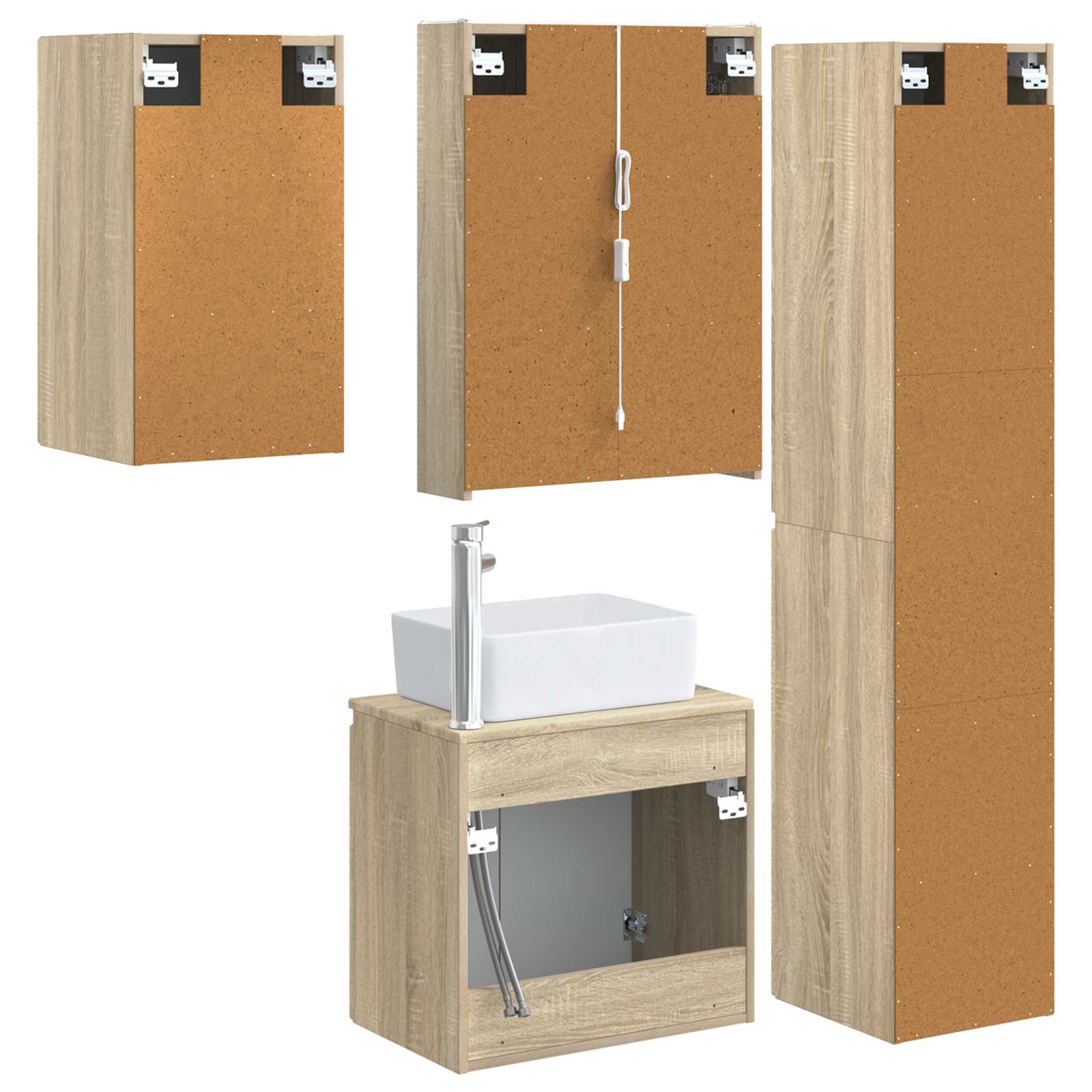 Σετ Ντουλαπιών Μπάνιου 5 pcs Sonoma Δρυς 53 x 15,5 x 70 εκ.