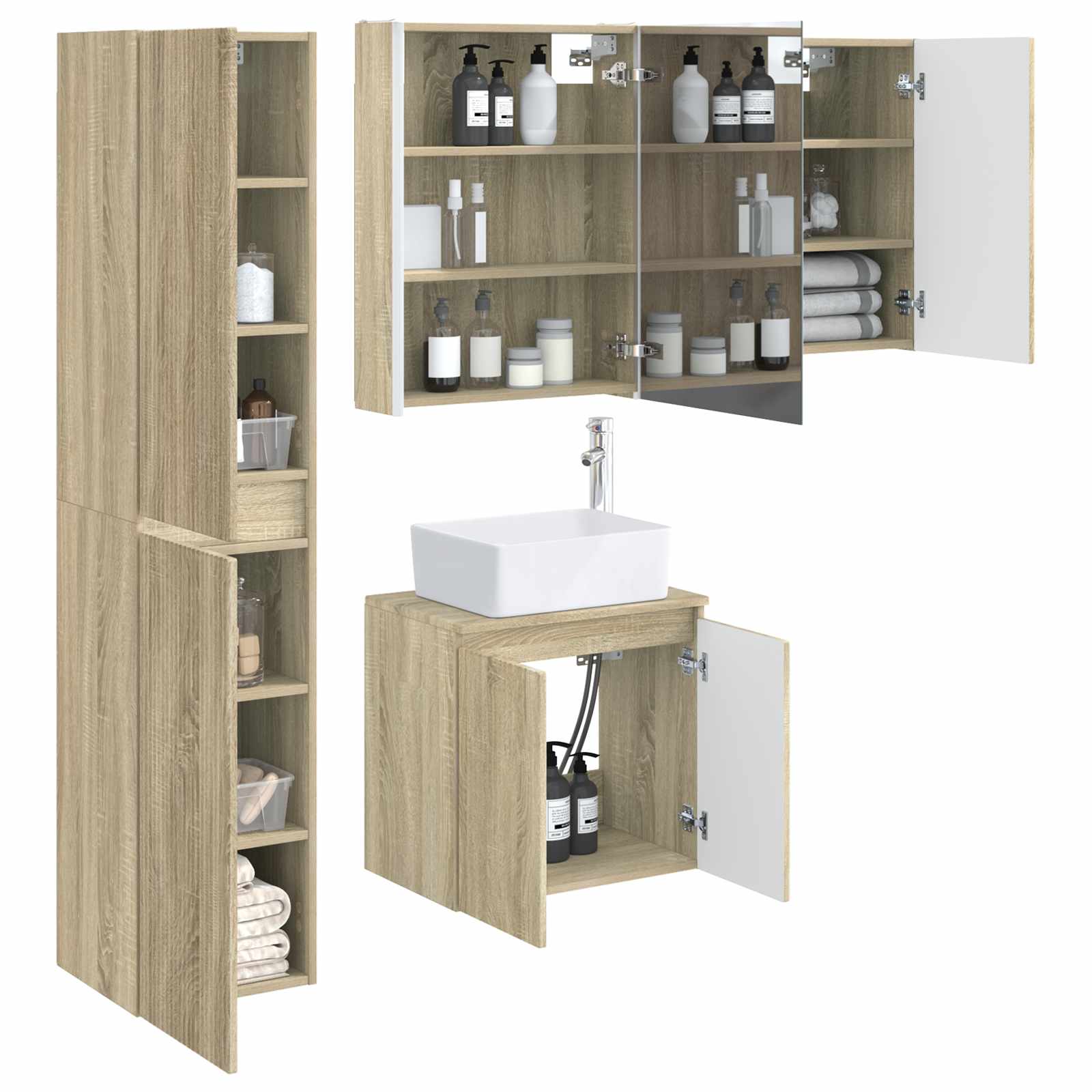 Σετ Ντουλαπιών Μπάνιου 5 pcs Sonoma Δρυς 53 x 15,5 x 70 εκ.