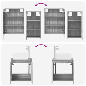 Σετ Ντουλαπιών Μπάνιου 5 pcs Γκρι Sonoma 53 x 15,5 x 70 εκ. - Pakobazaar