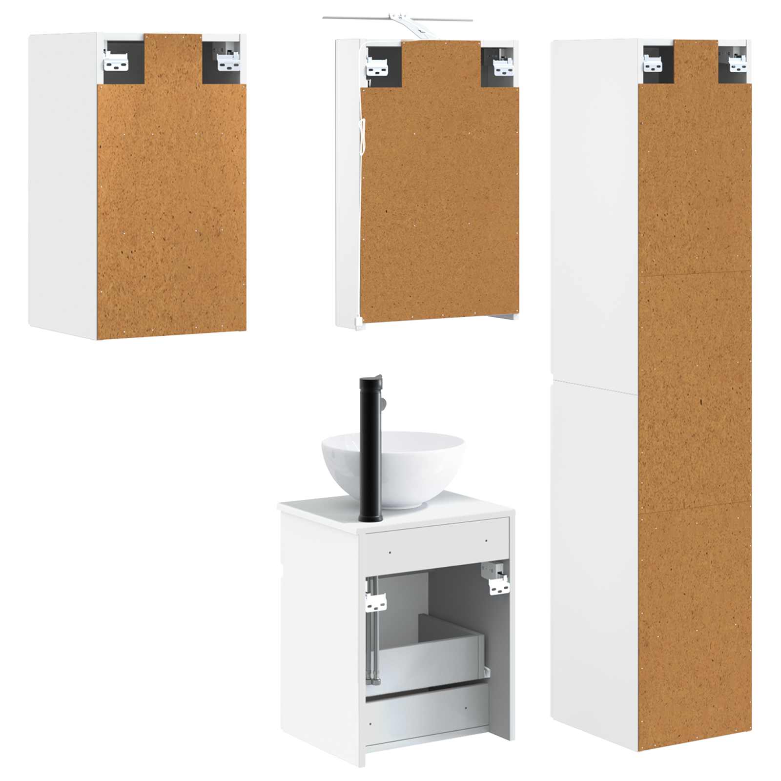 Σετ Ντουλαπιών Μπάνιου 5 pcs Λευκό 40 x 10,5 x 60,5 εκ