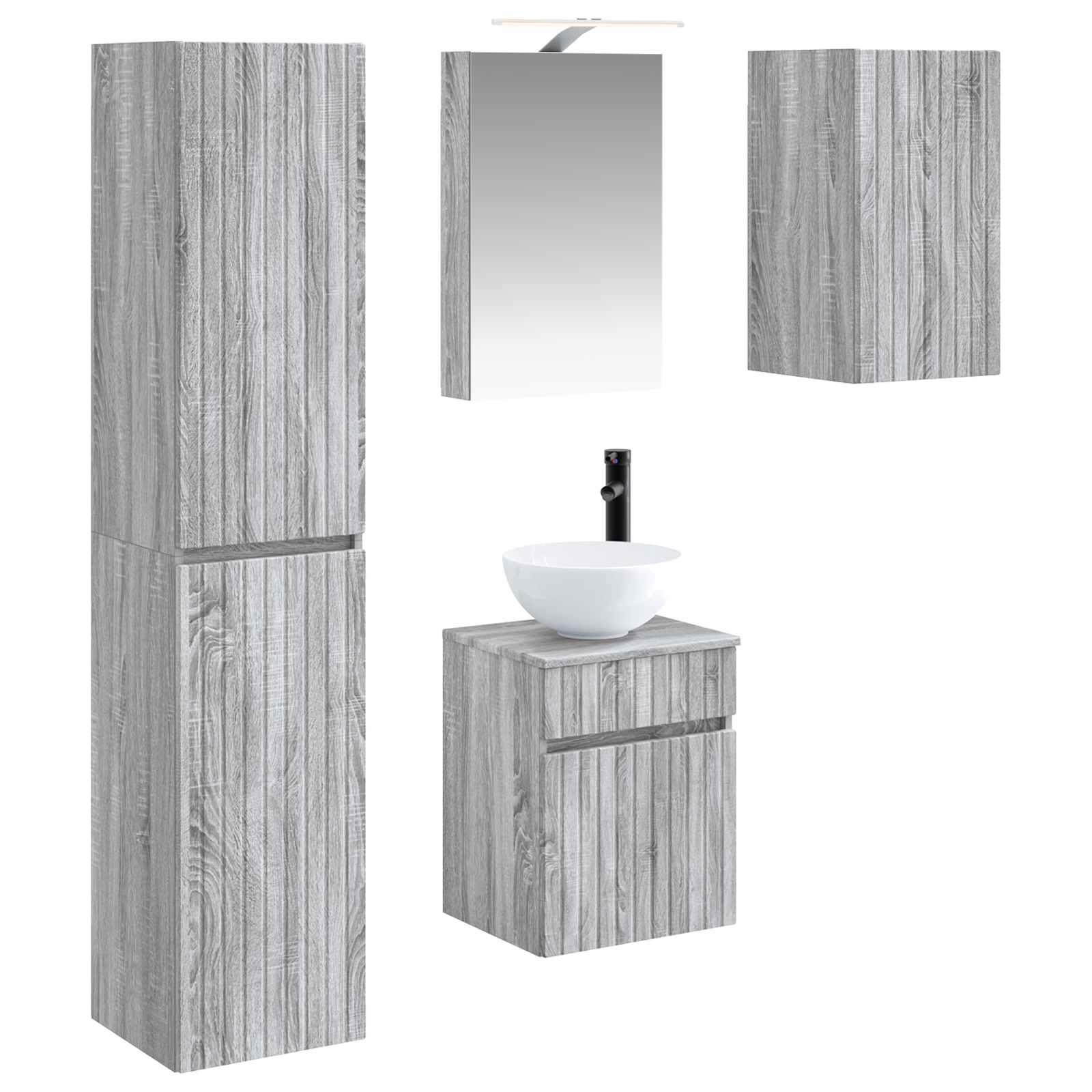 Σετ Ντουλαπιών Μπάνιου 5 pcs Γκρι Sonoma 40 x 10,5 x 60,5 εκ