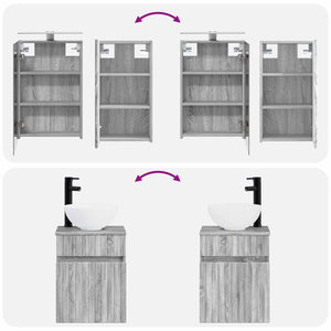 Σετ Ντουλαπιών Μπάνιου 5 pcs Γκρι Sonoma 40 x 10,5 x 60,5 εκ - Pakobazaar