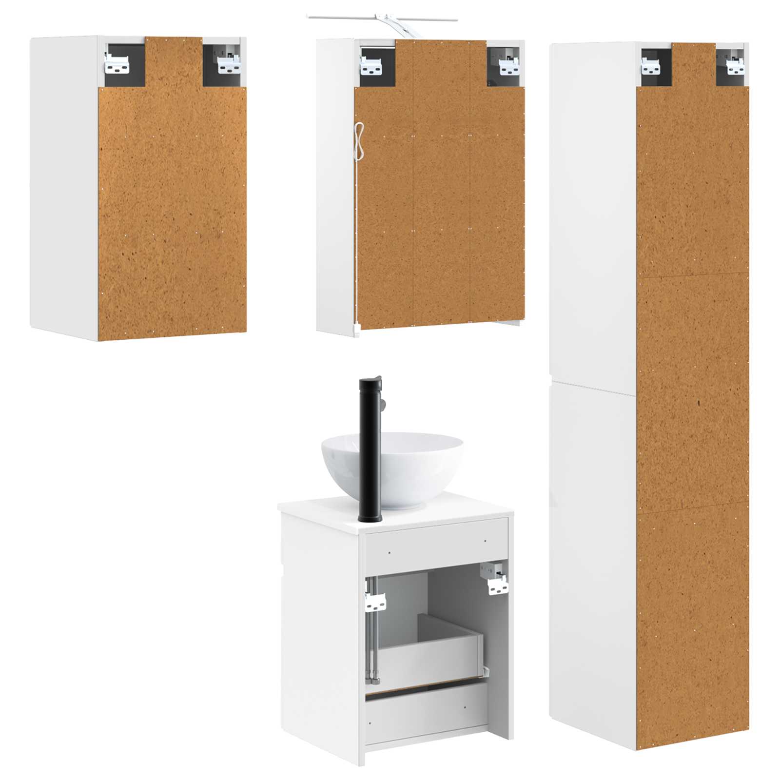 Σετ Ντουλαπιών Μπάνιου 5 pcs Λευκό 43 x 16 x 62,5 εκ.