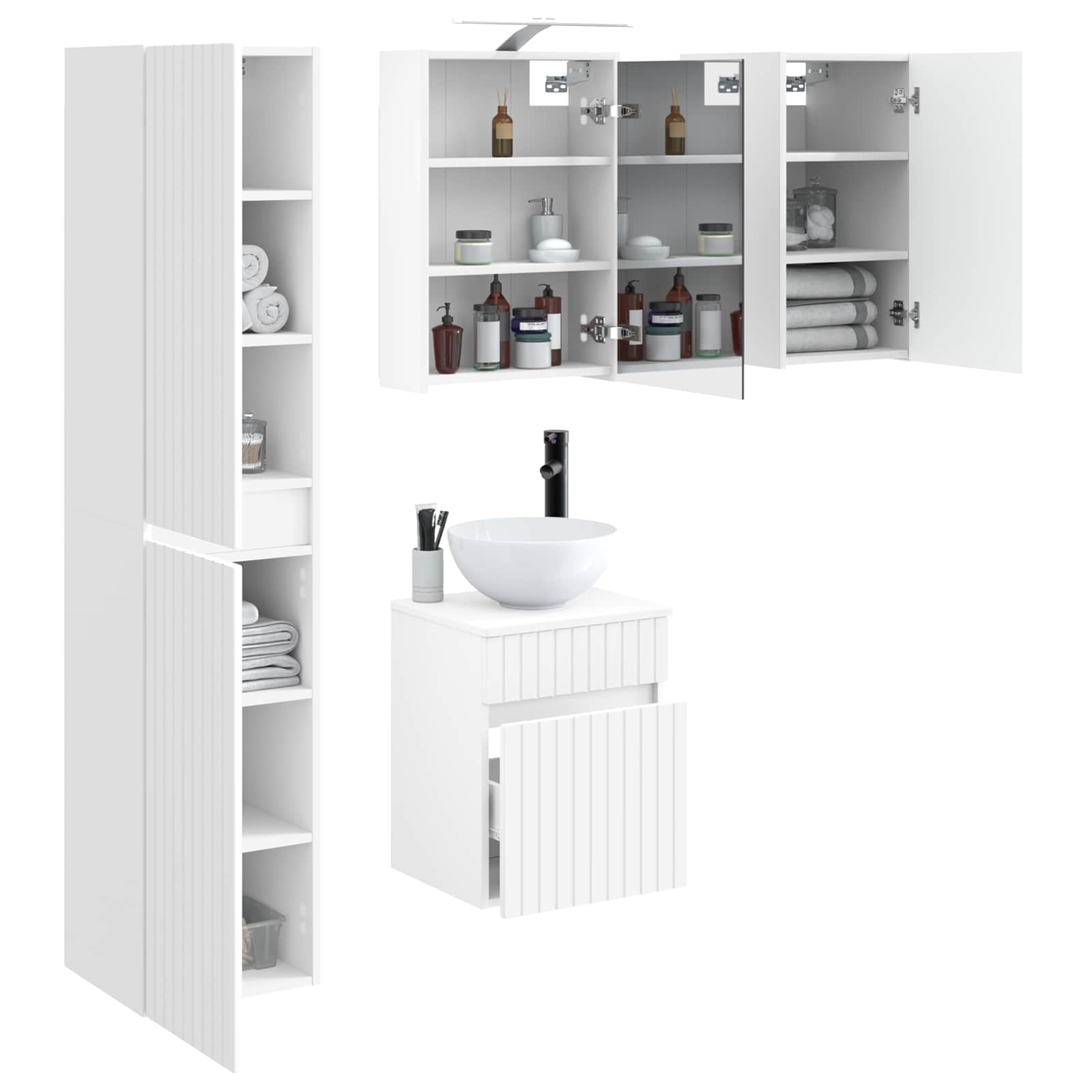 Σετ Ντουλαπιών Μπάνιου 5 pcs Λευκό 43 x 16 x 62,5 εκ.