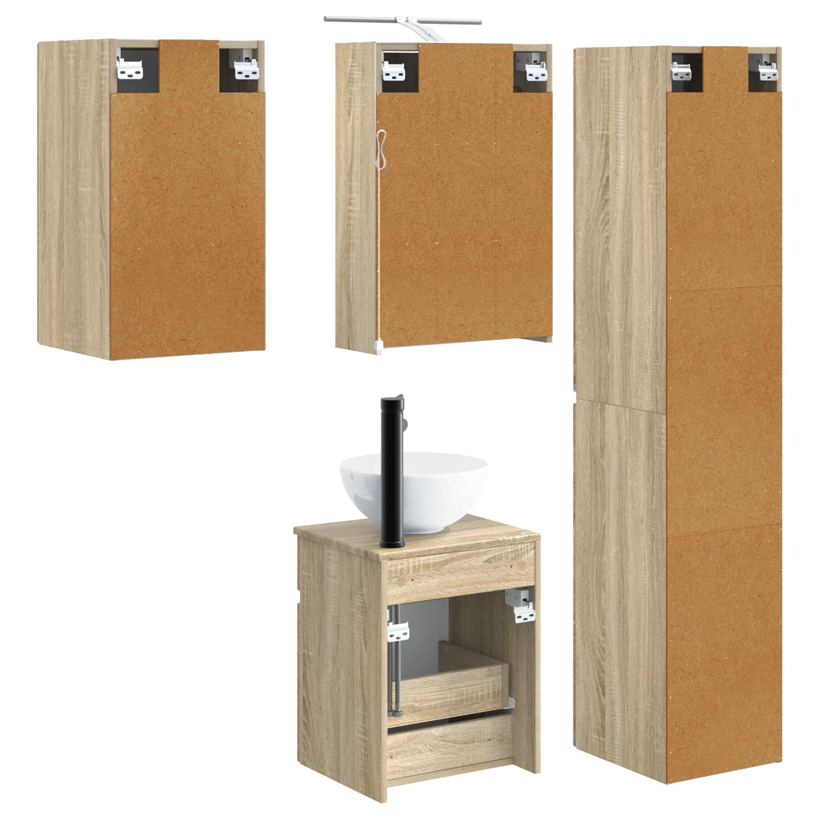 Σετ Ντουλαπιών Μπάνιου 5 pcs Sonoma Δρυς 43 x 16 x 62,5 εκ.