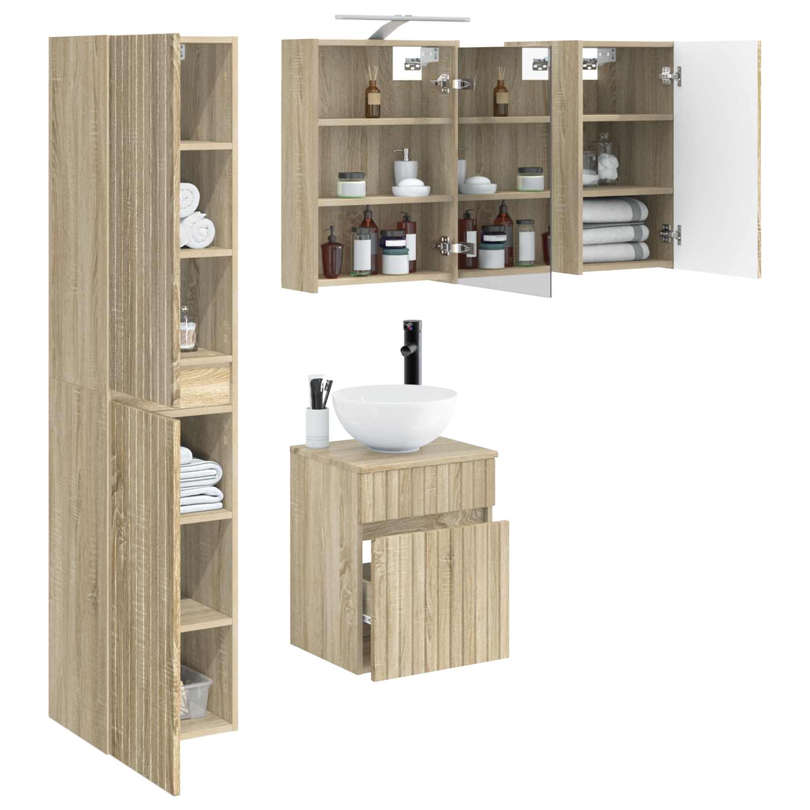 Σετ Ντουλαπιών Μπάνιου 5 pcs Sonoma Δρυς 43 x 16 x 62,5 εκ.