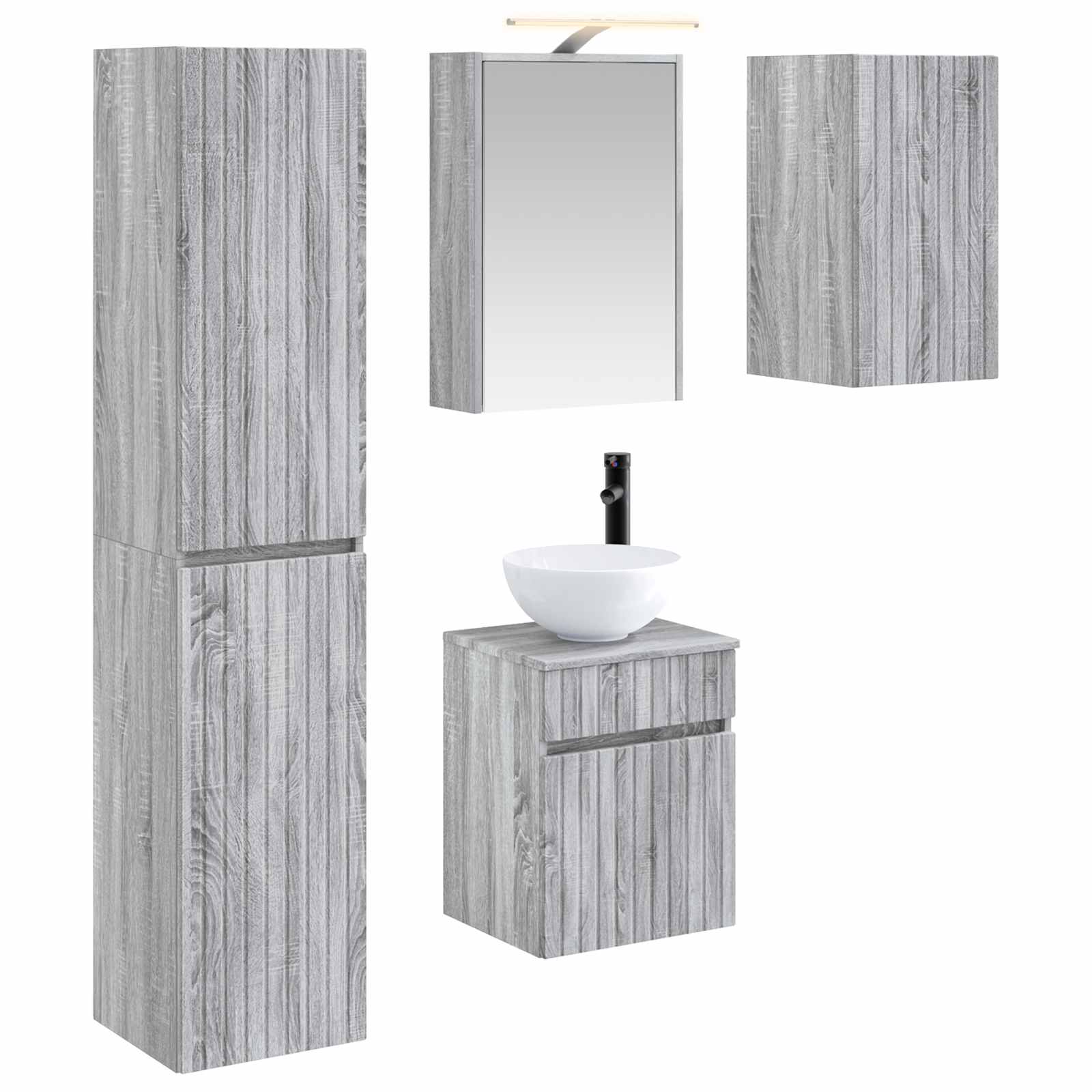 Σετ Ντουλαπιών Μπάνιου 5 pcs Γκρι Sonoma 43 x 16 x 62,5 εκ.