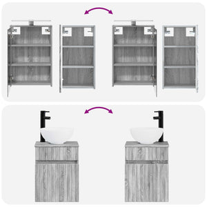 Σετ Ντουλαπιών Μπάνιου 5 pcs Γκρι Sonoma 43 x 16 x 62,5 εκ. - Pakobazaar