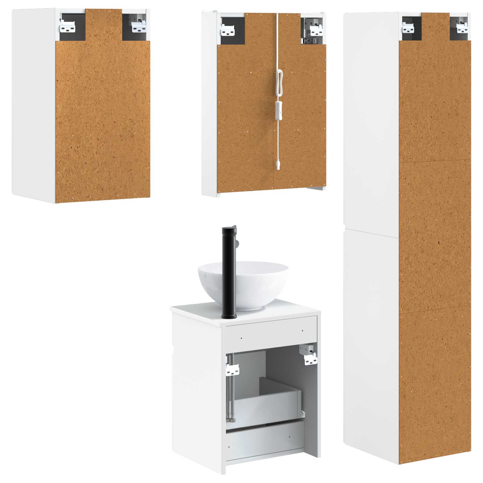 Σετ Ντουλαπιών Μπάνιου 5 pcs Λευκό 43 x 11,5 x 60,5 εκ.