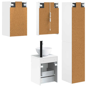 Σετ Ντουλαπιών Μπάνιου 5 pcs Λευκό 43 x 11,5 x 60,5 εκ. - Pakobazaar