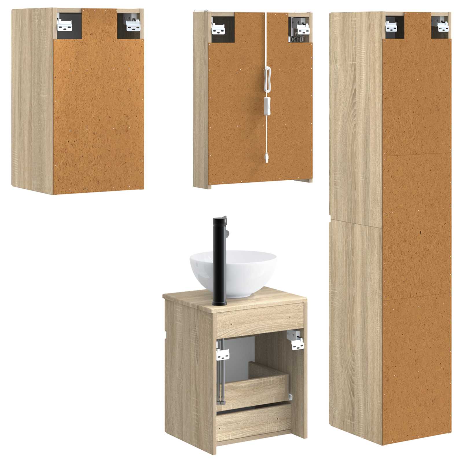 Σετ Ντουλαπιών Μπάνιου 5 pcs Sonoma Δρυς 43 x 11,5 x 60,5 εκ.