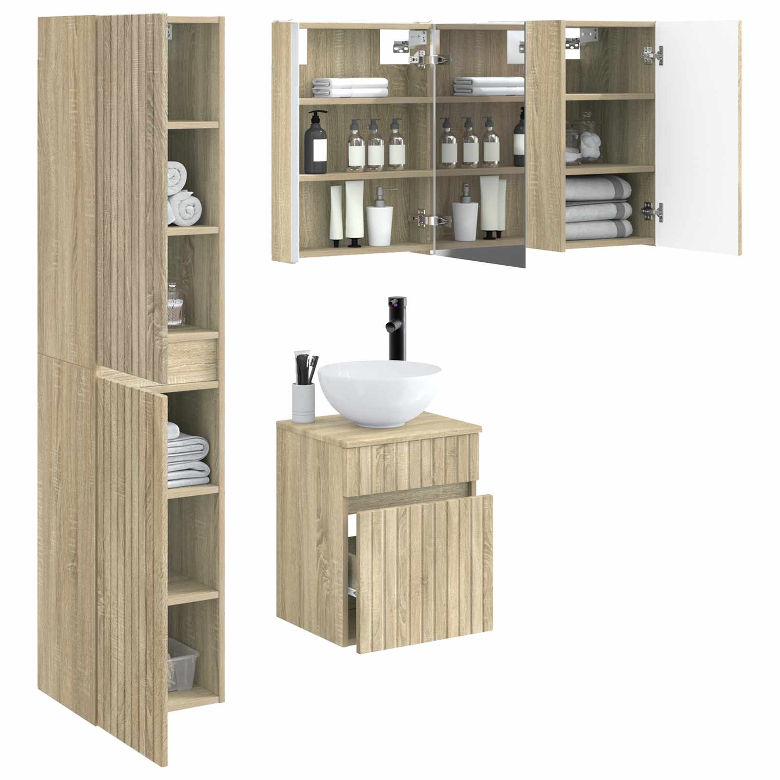 Σετ Ντουλαπιών Μπάνιου 5 pcs Sonoma Δρυς 43 x 11,5 x 60,5 εκ.