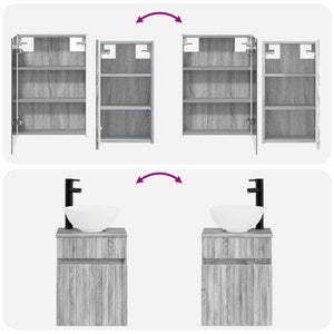 Σετ Ντουλαπιών Μπάνιου 5 pcs Γκρι Sonoma 43 x 11,5 x 60,5 εκ. - Pakobazaar