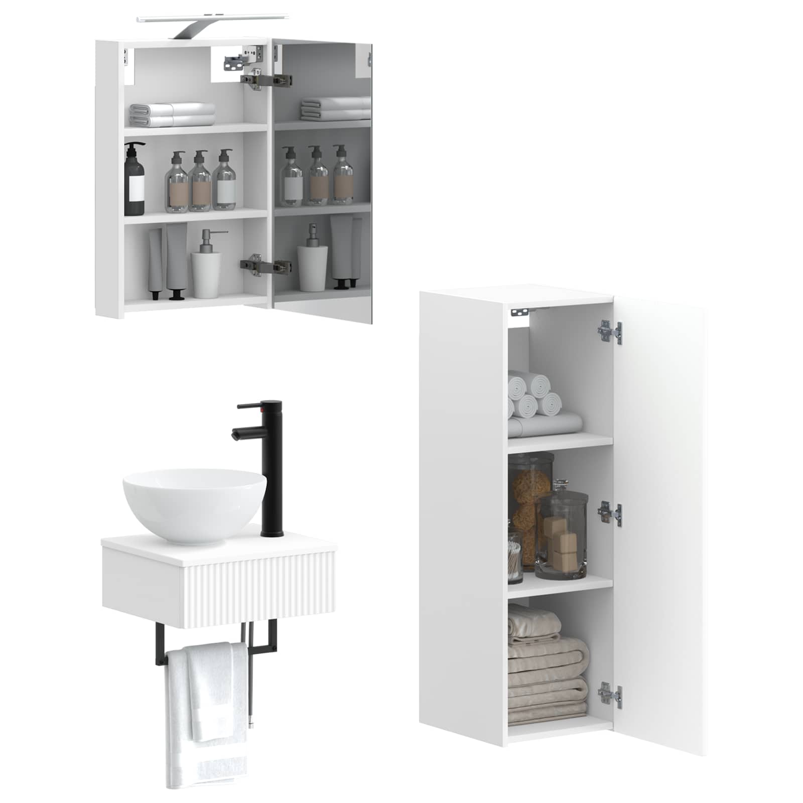 Σετ Ντουλαπιών Μπάνιου 4 pcs Λευκό 40 x 10,5 x 60,5 εκ - Pakobazaar