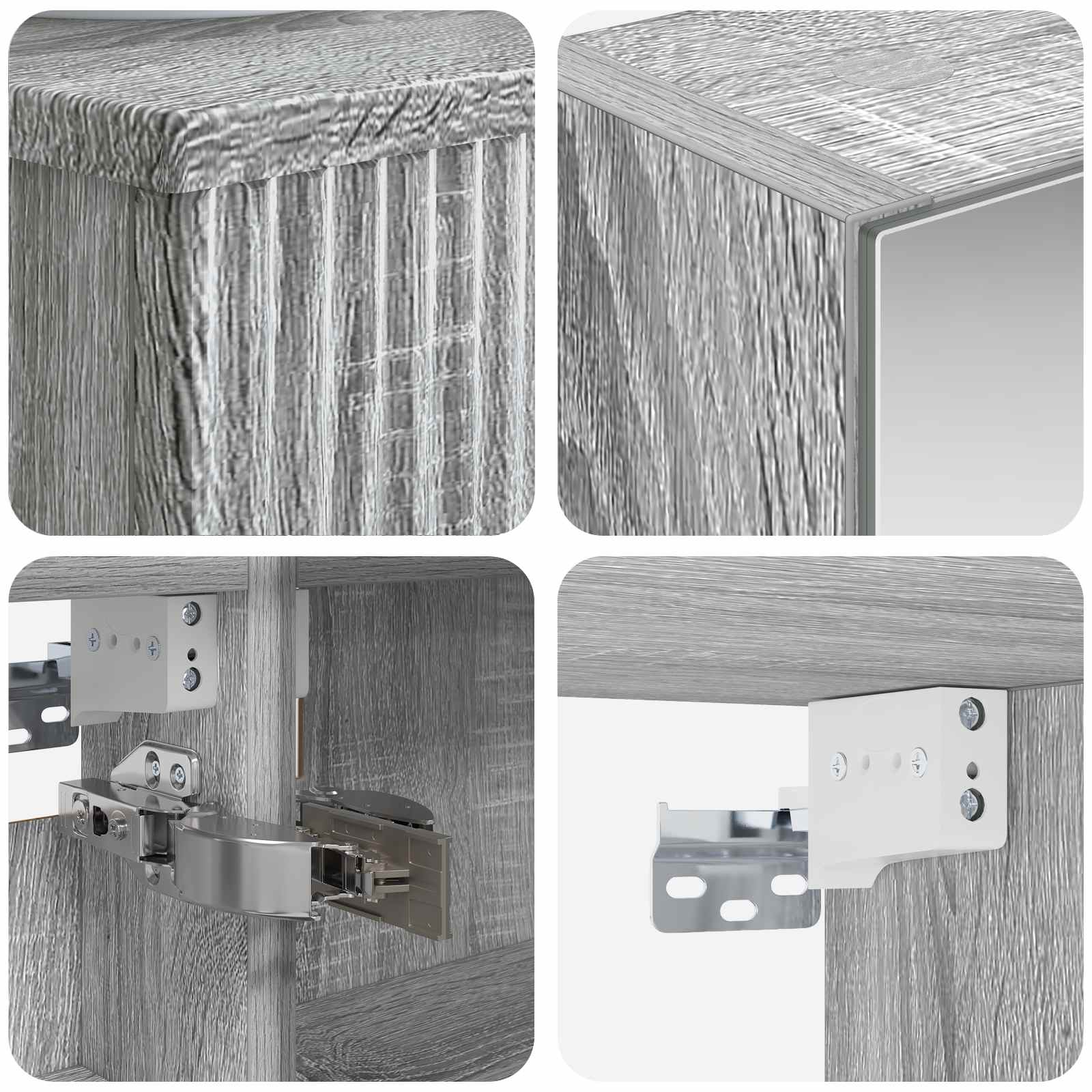 Σετ Ντουλαπιών Μπάνιου 4 pcs Γκρι Sonoma 40 x 10,5 x 60,5 εκ - Pakobazaar