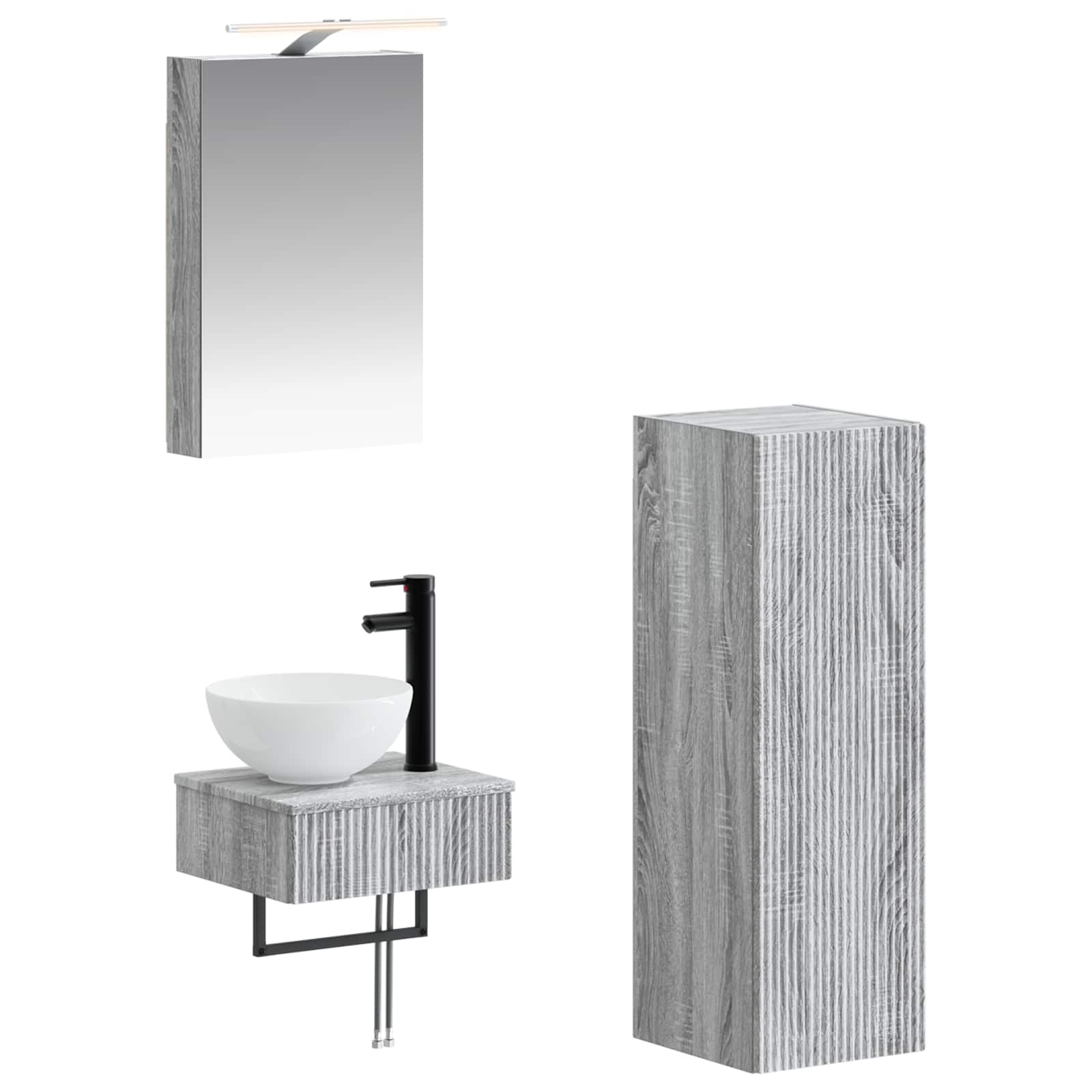 Σετ Ντουλαπιών Μπάνιου 4 pcs Γκρι Sonoma 40 x 10,5 x 60,5 εκ - Pakobazaar