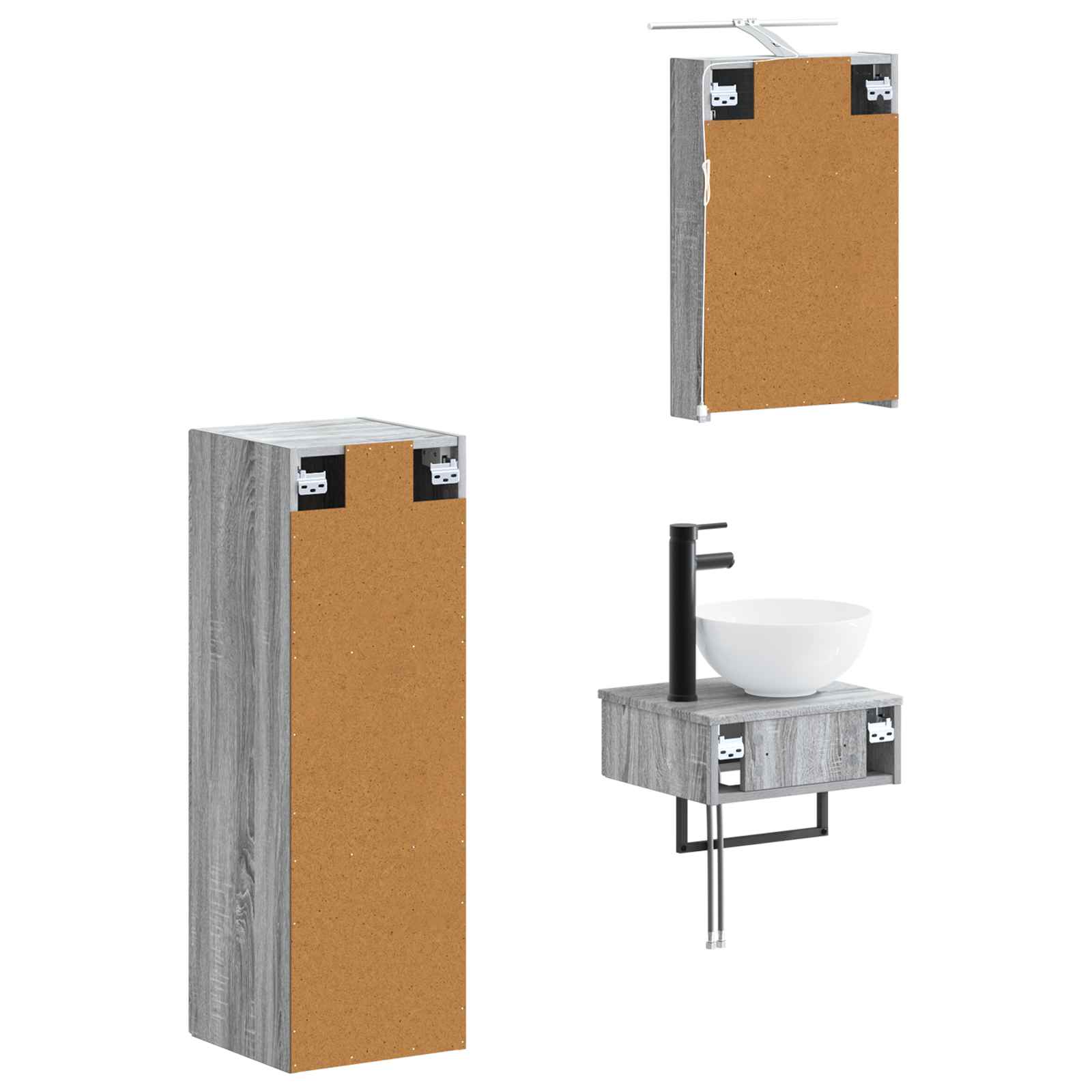 Σετ Ντουλαπιών Μπάνιου 4 pcs Γκρι Sonoma 40 x 10,5 x 60,5 εκ - Pakobazaar