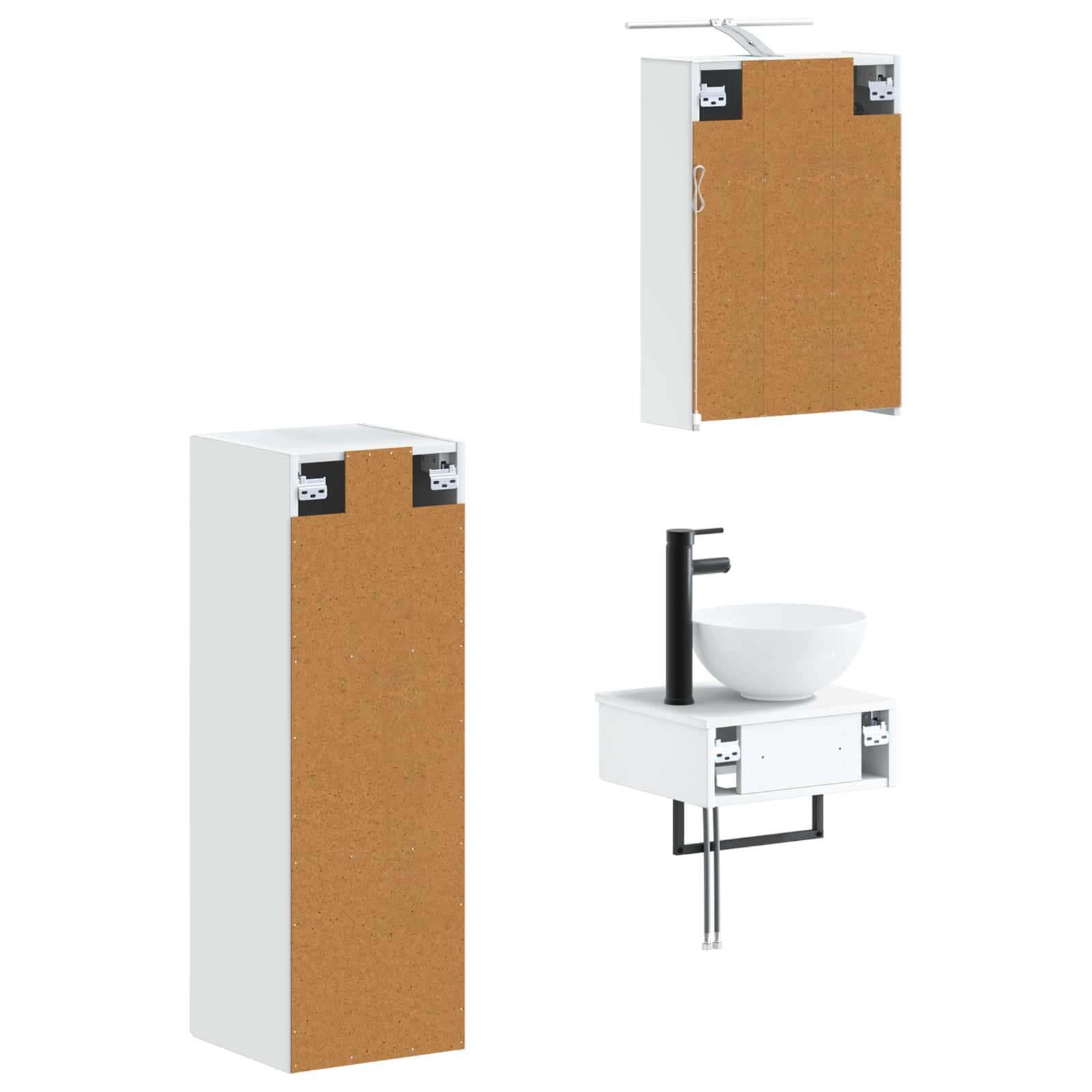 Σετ Ντουλαπιών Μπάνιου 4 pcs Λευκό 43 x 16 x 62,5 εκ. - Pakobazaar