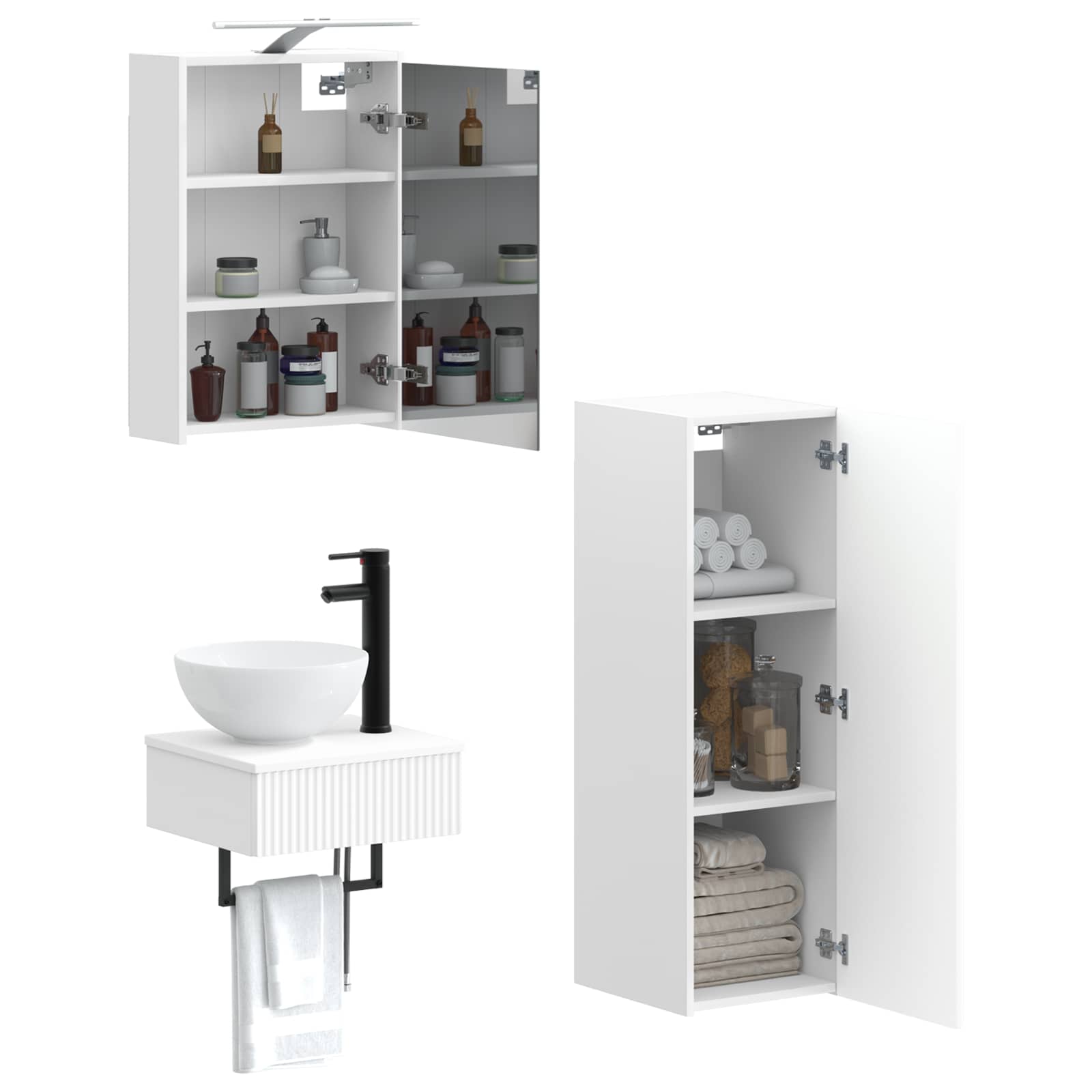 Σετ Ντουλαπιών Μπάνιου 4 pcs Λευκό 43 x 16 x 62,5 εκ. - Pakobazaar
