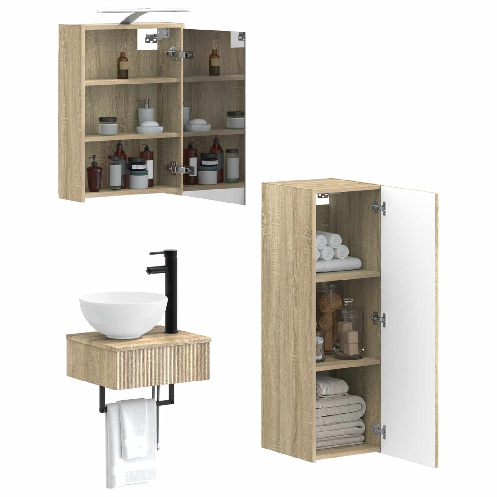 Σετ Ντουλαπιών Μπάνιου 4 pcs Sonoma Δρυς 43 x 16 x 62,5 εκ.