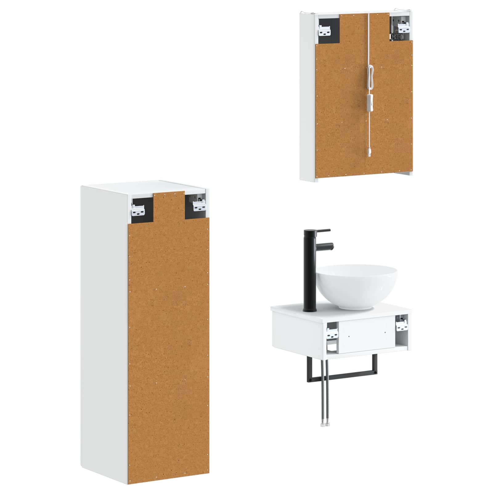 Σετ Ντουλαπιών Μπάνιου 4 pcs Λευκό 43 x 11,5 x 60,5 εκ.