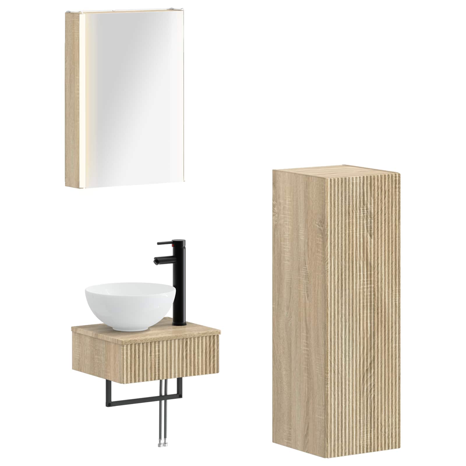 Σετ Ντουλαπιών Μπάνιου 4 pcs Sonoma Δρυς 43 x 11,5 x 60,5 εκ.