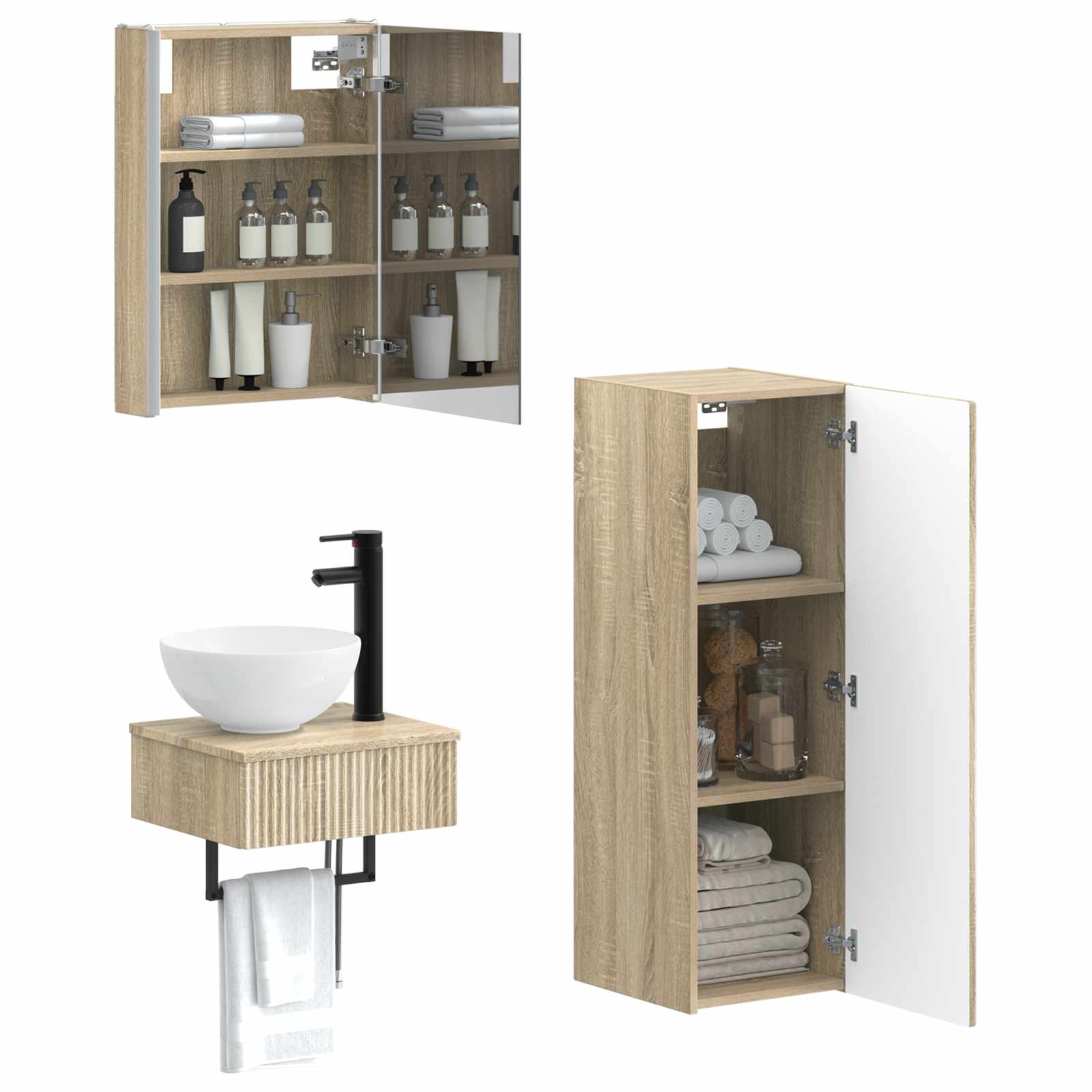 Σετ Ντουλαπιών Μπάνιου 4 pcs Sonoma Δρυς 43 x 11,5 x 60,5 εκ.
