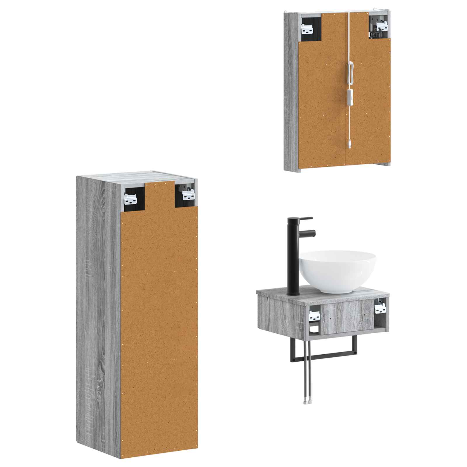 Σετ Ντουλαπιών Μπάνιου 4 pcs Γκρι Sonoma 43 x 11,5 x 60,5 εκ.