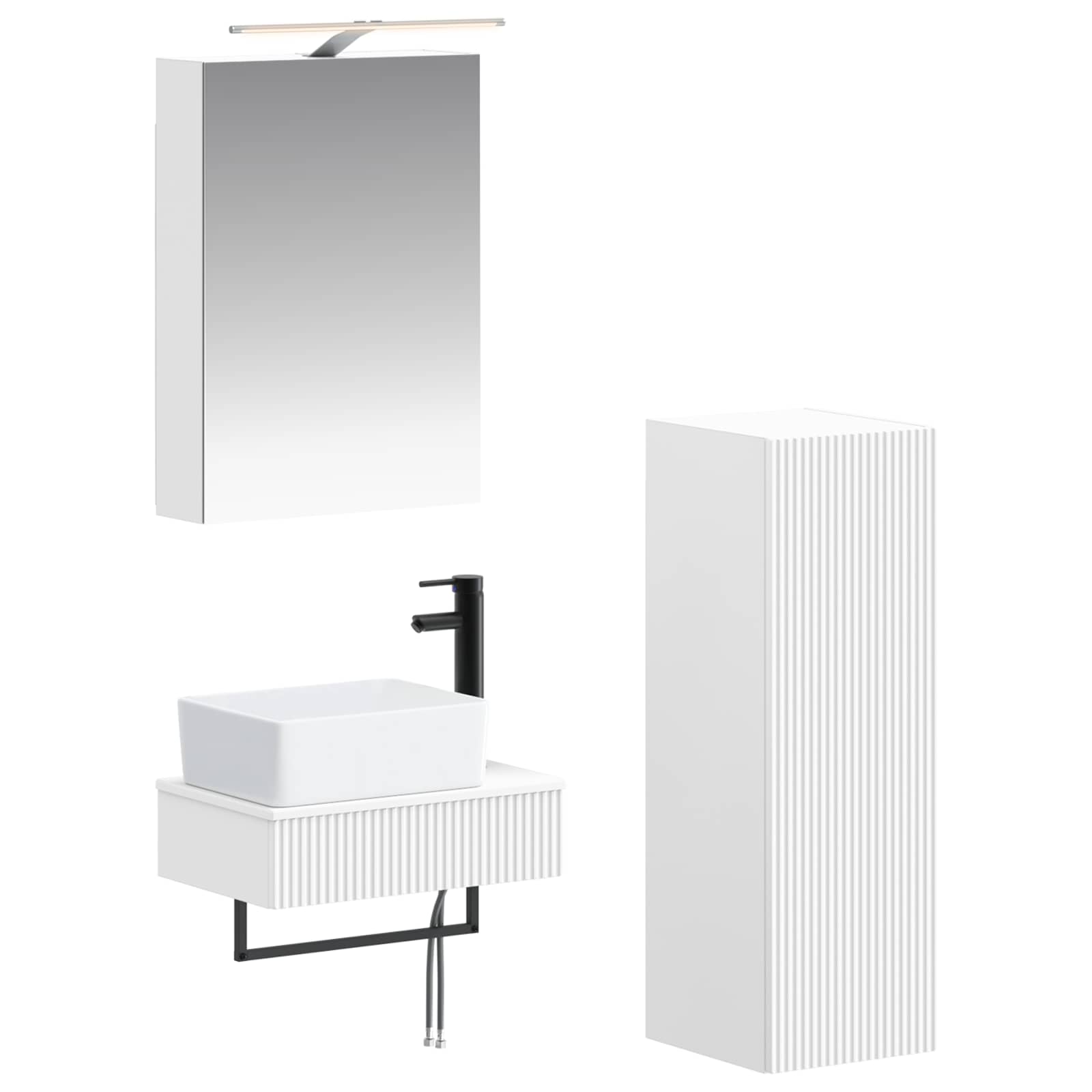 Σετ Ντουλαπιών Μπάνιου 4 pcs Λευκό 50 x 14,5 x 70 εκ - Pakobazaar