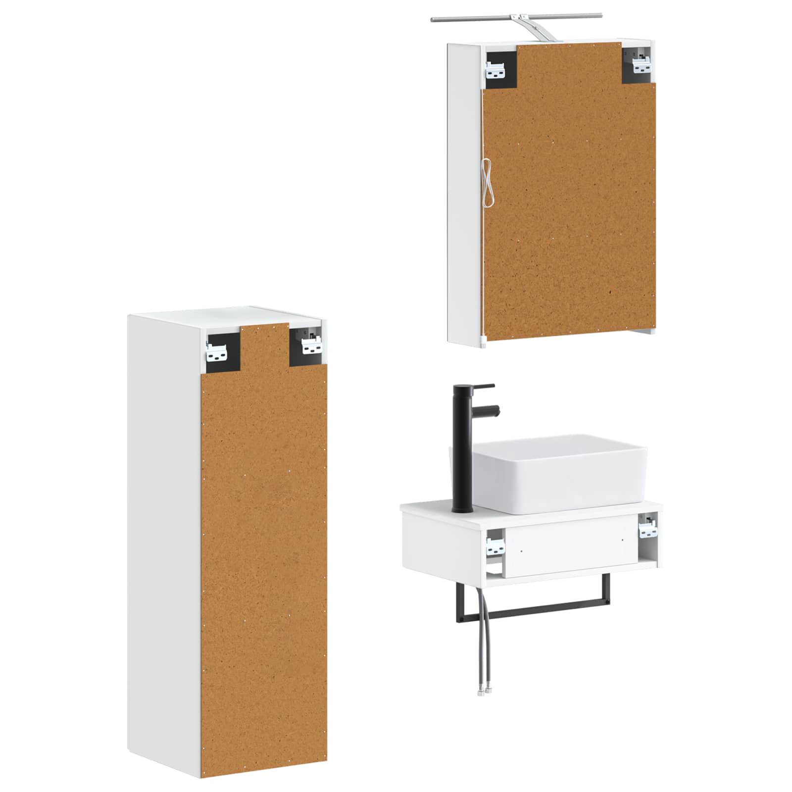 Σετ Ντουλαπιών Μπάνιου 4 pcs Λευκό 50 x 14,5 x 70 εκ - Pakobazaar