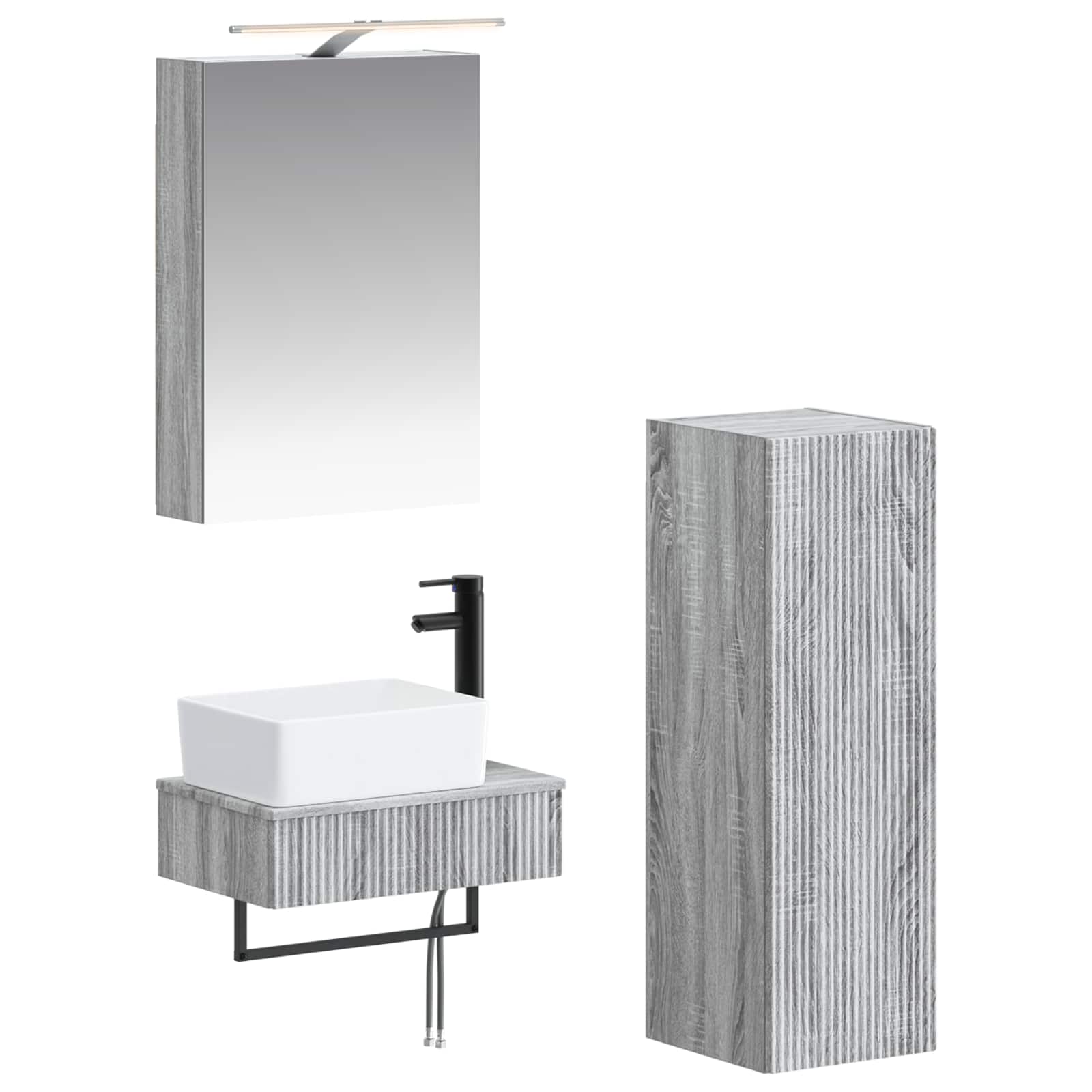 Σετ Ντουλαπιών Μπάνιου 4 pcs Γκρι Sonoma 50 x 14,5 x 70 εκ