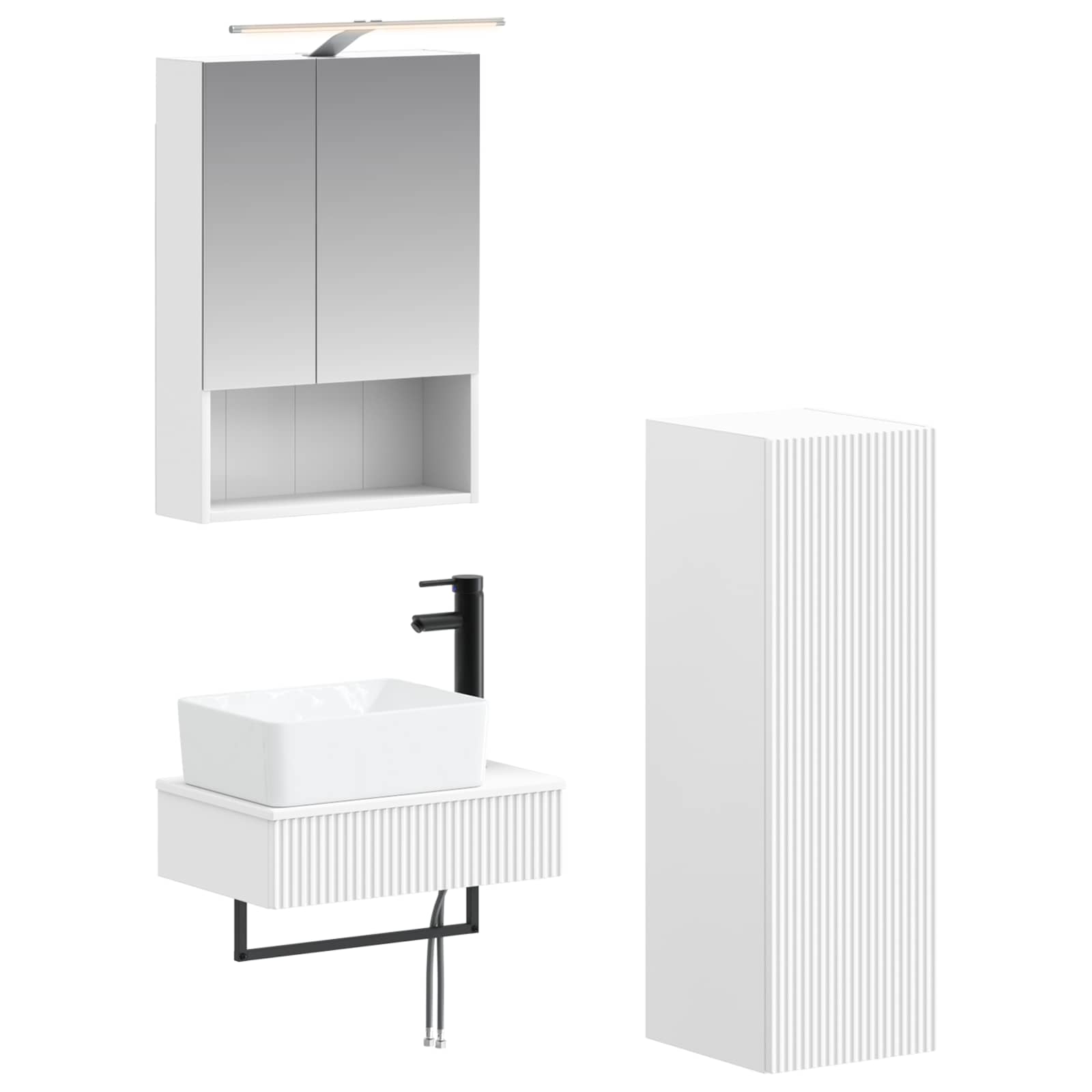 Σετ Ντουλαπιών Μπάνιου 4 pcs Λευκό 50 x 14,5 x 70 εκ - Pakobazaar