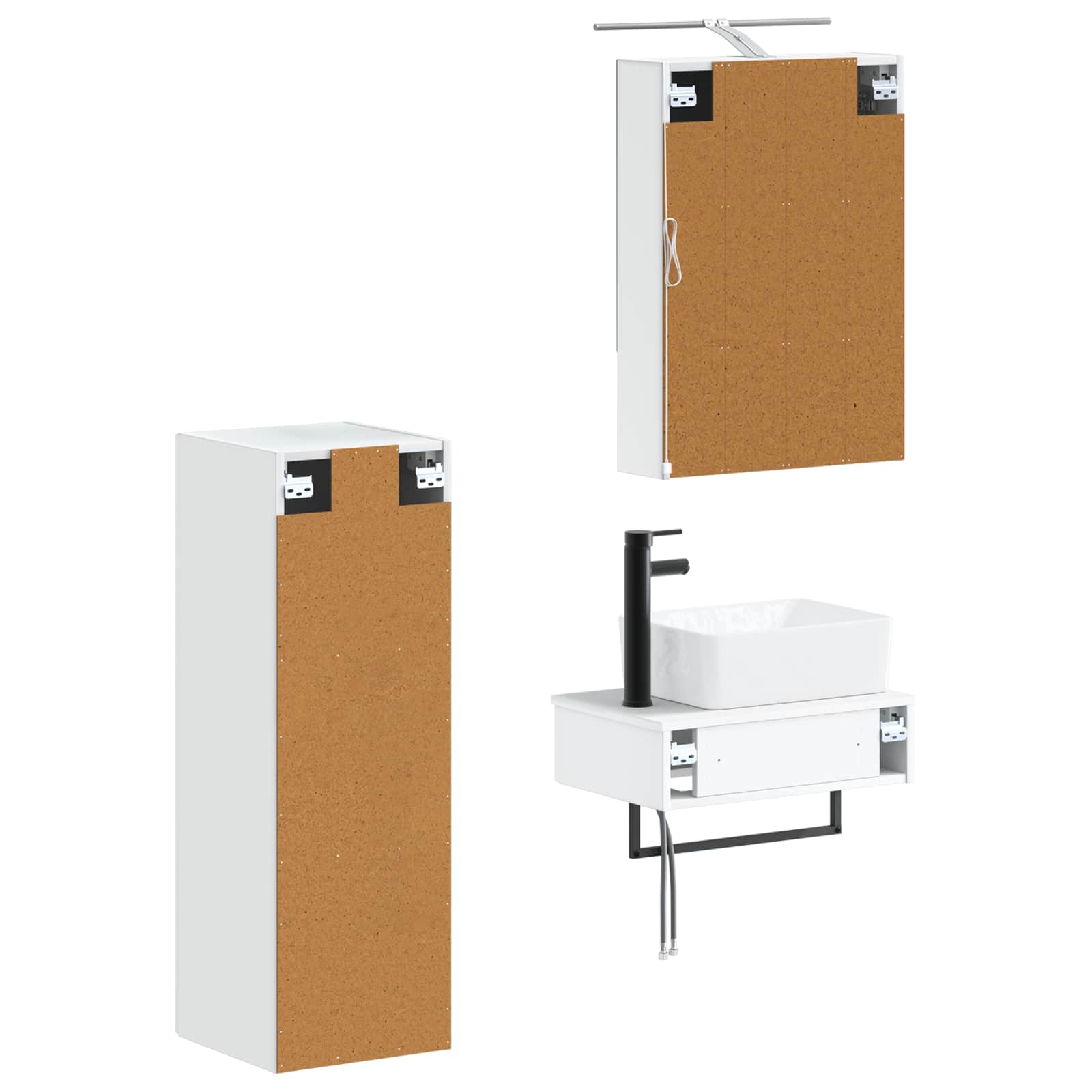 Σετ Ντουλαπιών Μπάνιου 4 pcs Λευκό 50 x 14,5 x 70 εκ - Pakobazaar